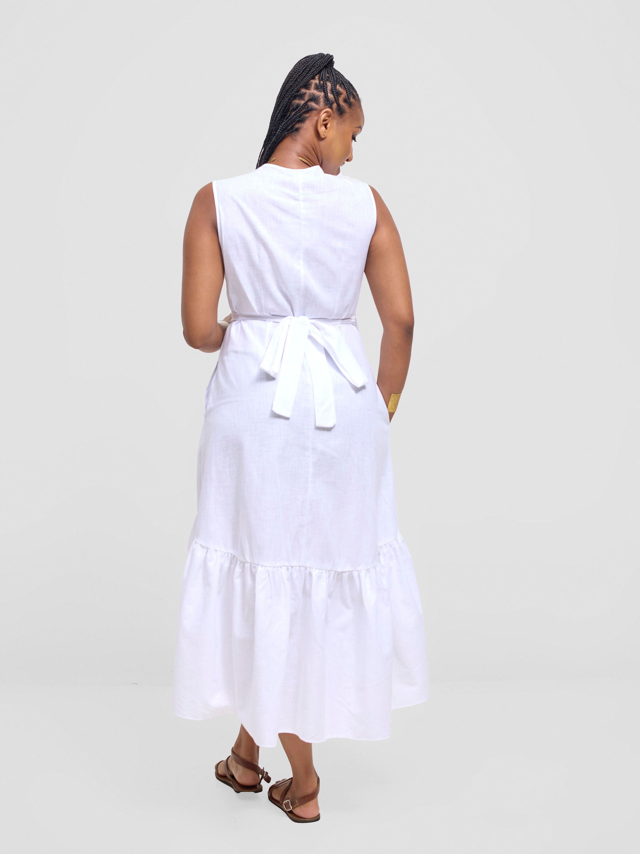 Safari Savannah Midi Wrap Dress - White