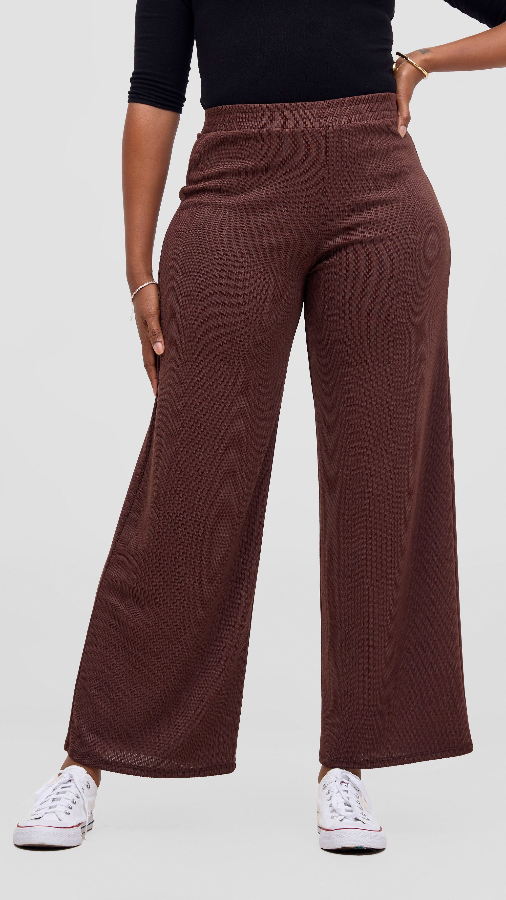 Vivo Rema Straight Leg Pants - Chocolate