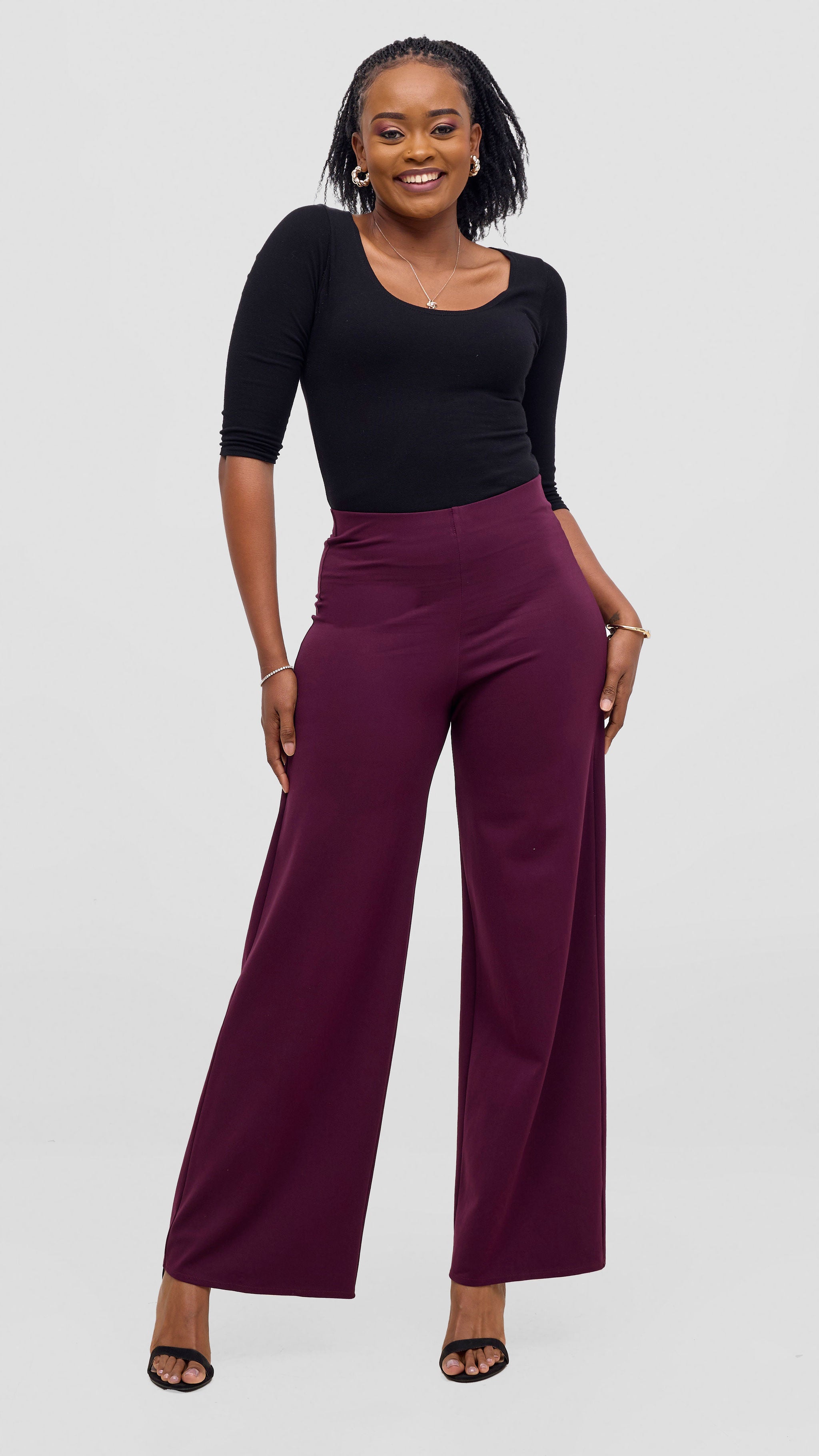 Vivo Rema Straight Leg Pants - Chocolate