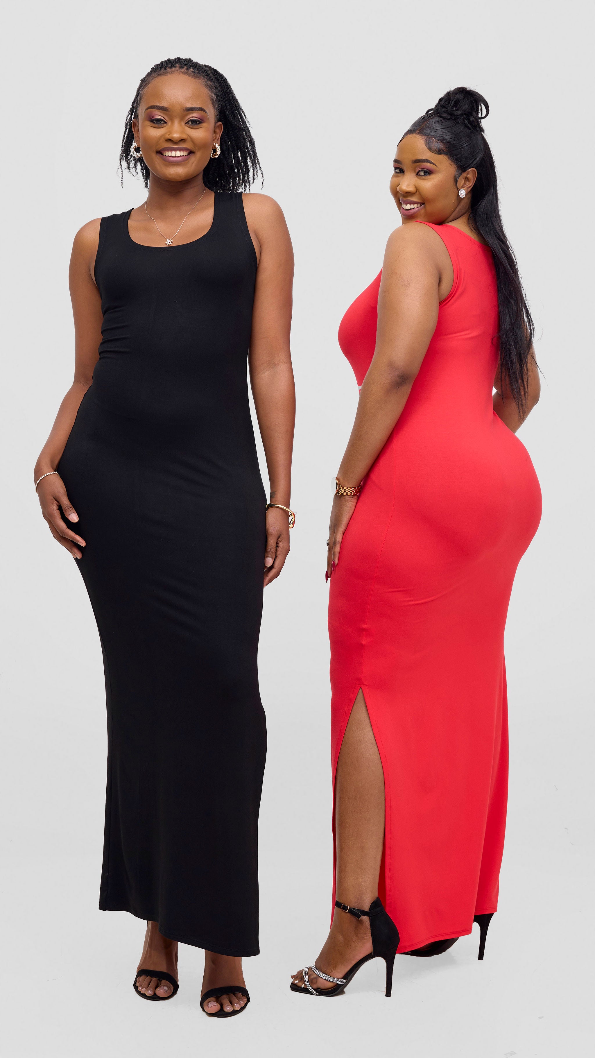 Vivo Ari Sleeveless Straight Maxi Slit Dress - Black