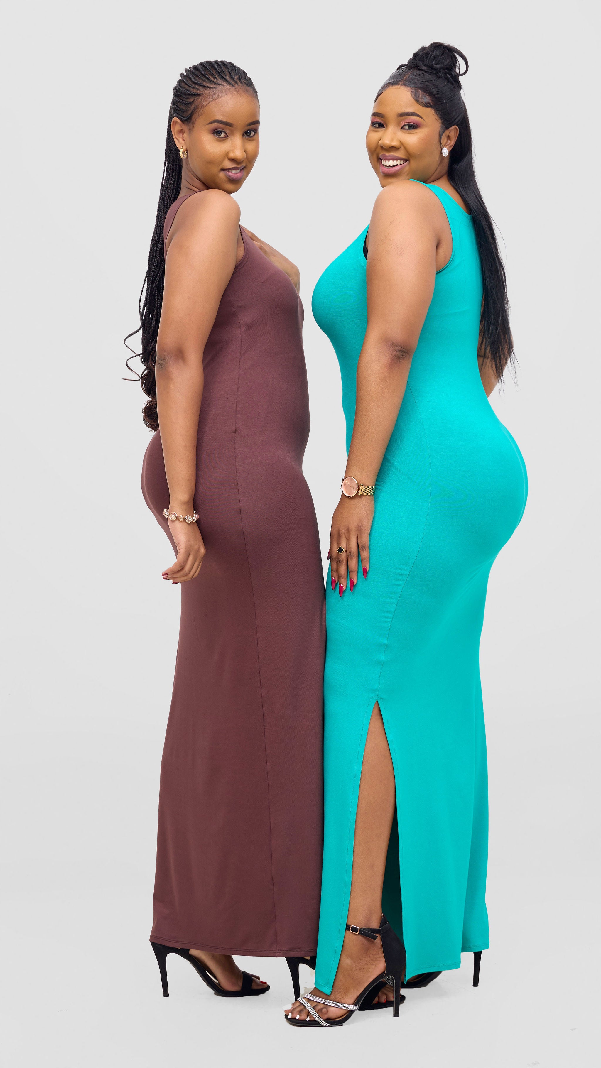 Vivo Ari Sleeveless Straight Maxi Slit Dress - Sea Green