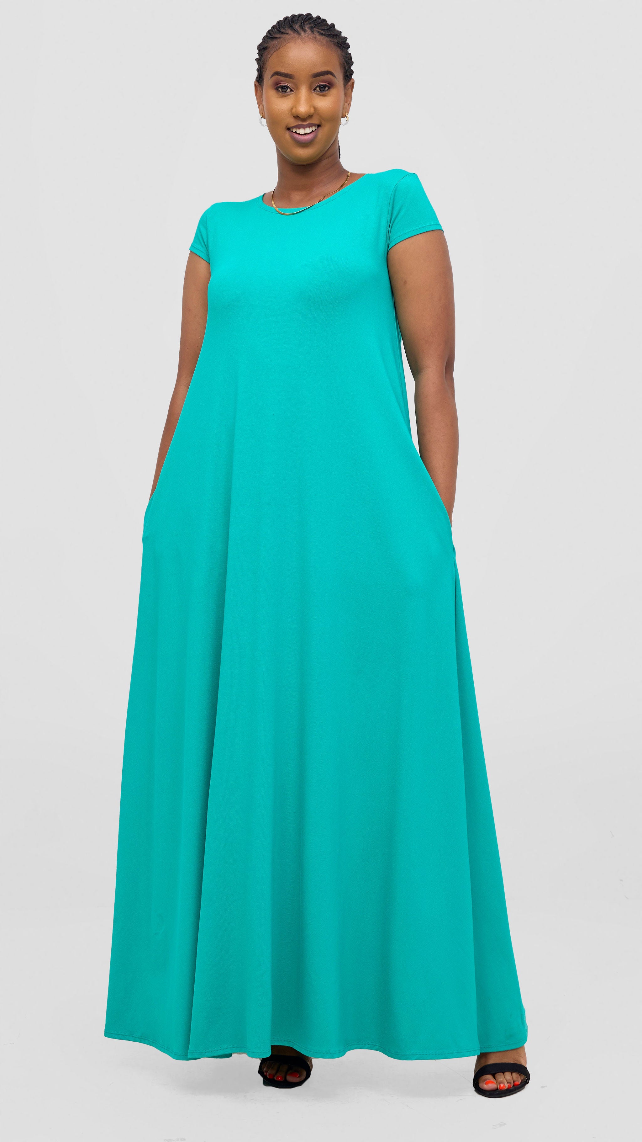 Vivo Leila Cap Sleeve Tent Maxi Dress - Sea Green