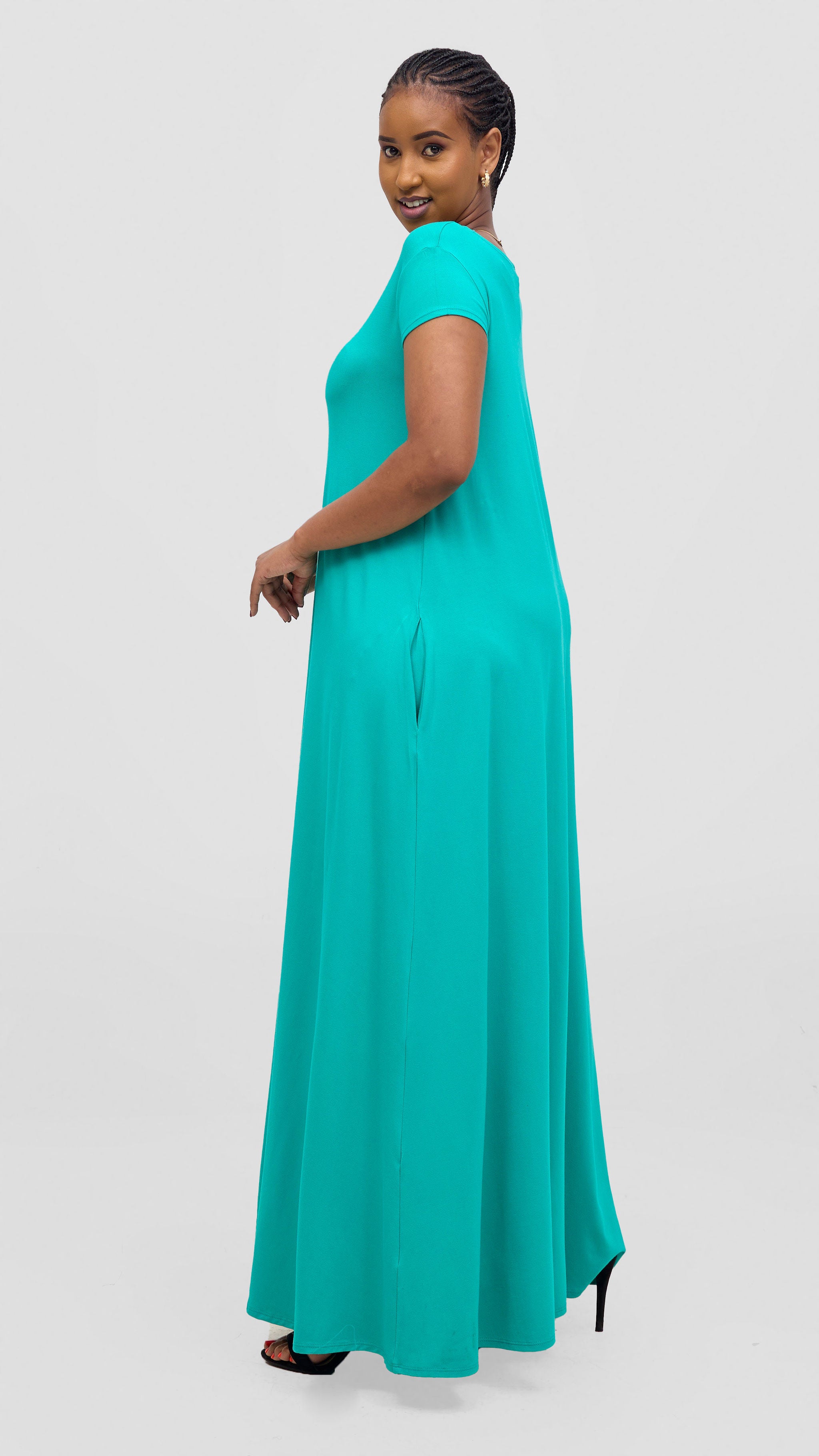 Vivo Leila Cap Sleeve Tent Maxi Dress - Sea Green