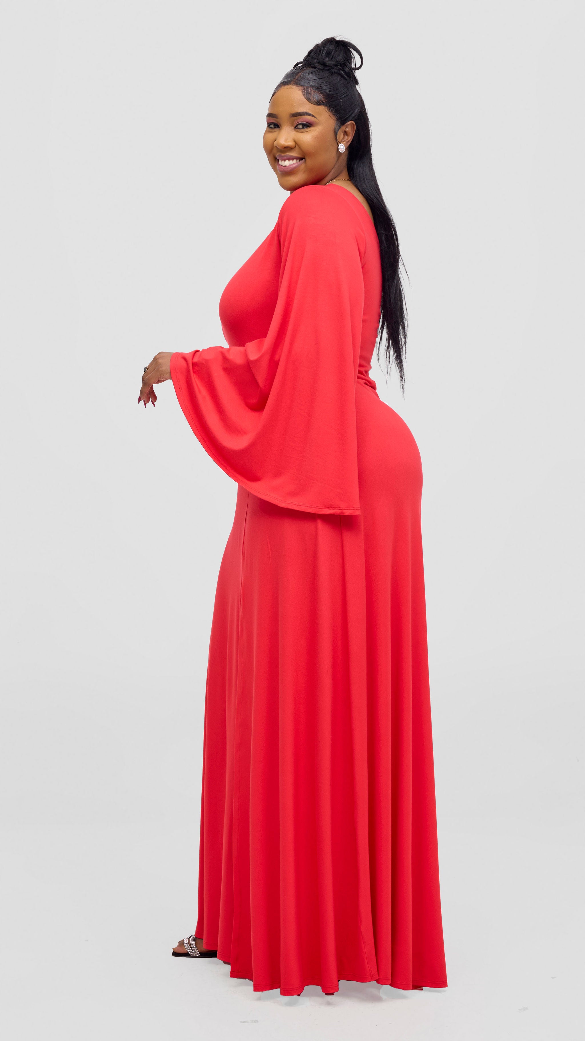 Vivo Ari One Shoulder Maxi Dress - Red