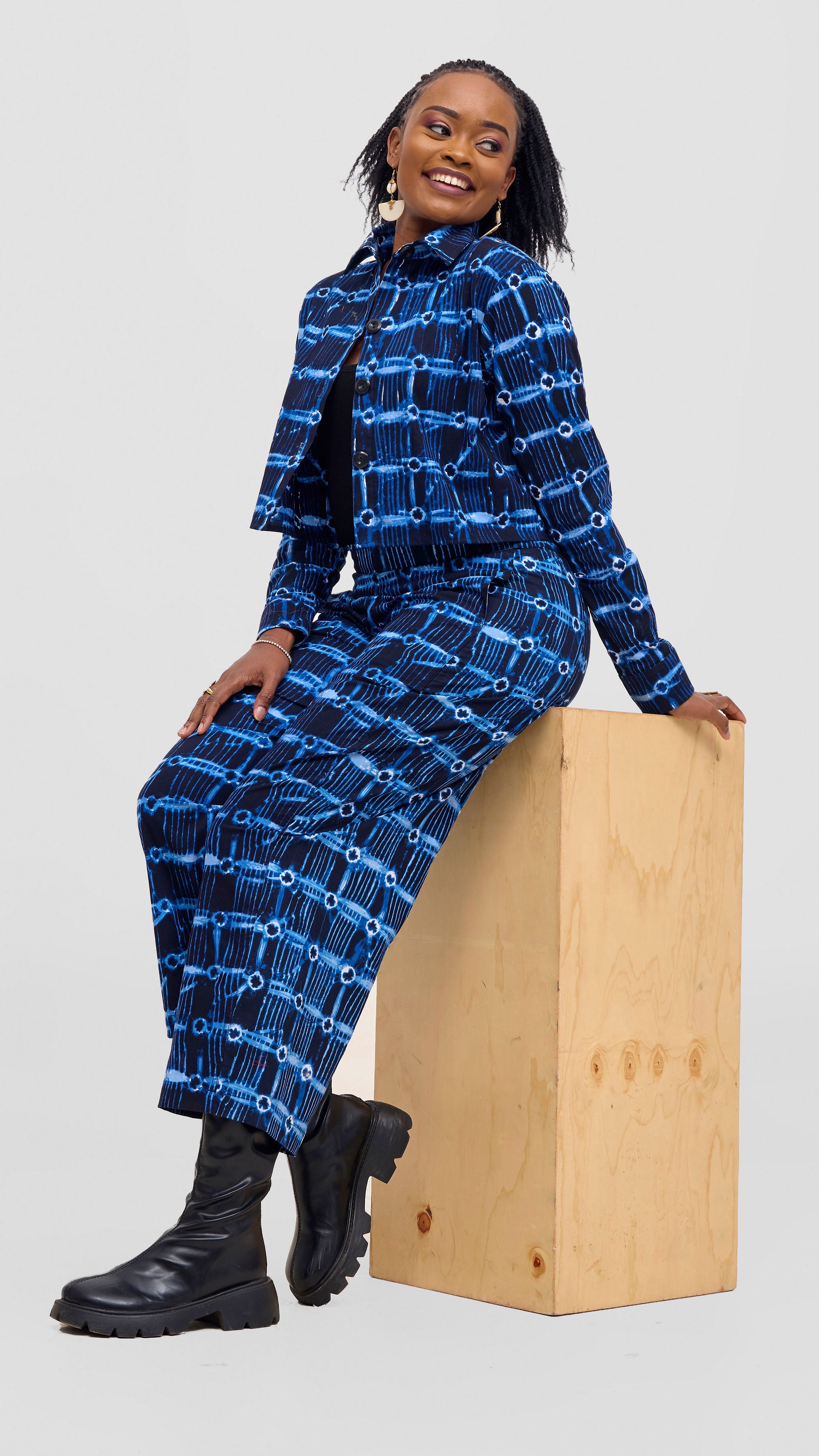 Safari Tara Barell Pants - Navy / Light Blue Sutu Print