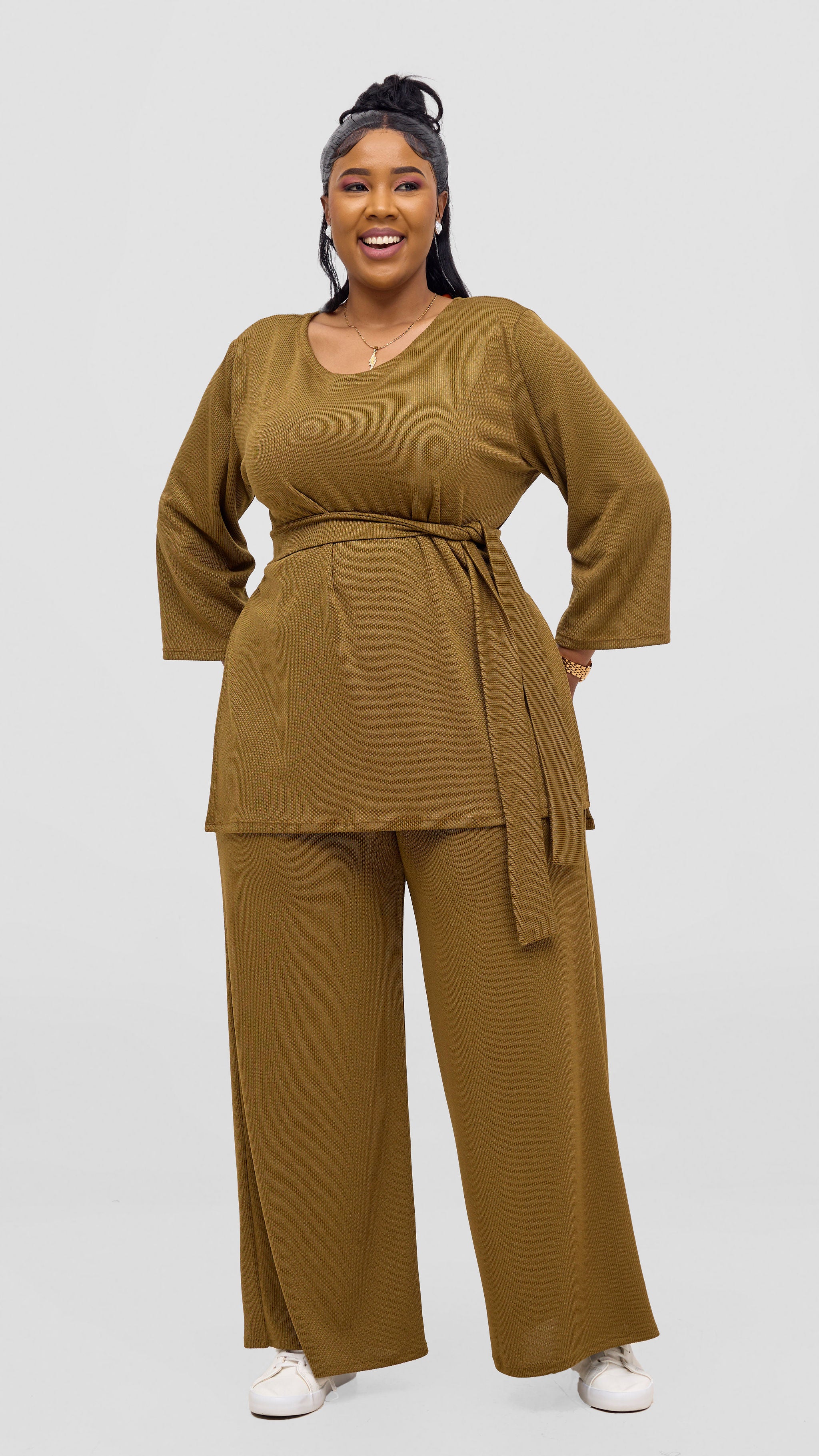 Vivo Rema Straight Leg Pants - Dark Olive