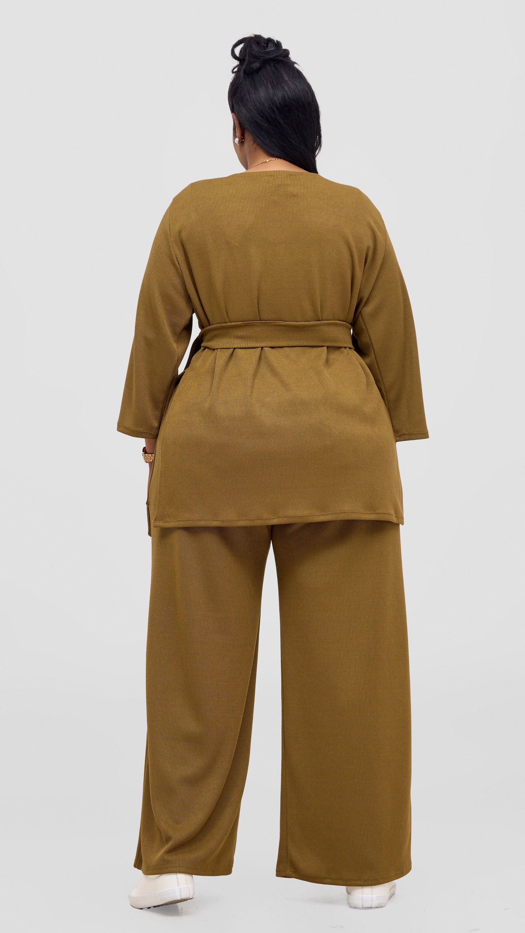 Vivo Rema 3/4 Sleeve Side Slit Tunic Top - Dark Olive