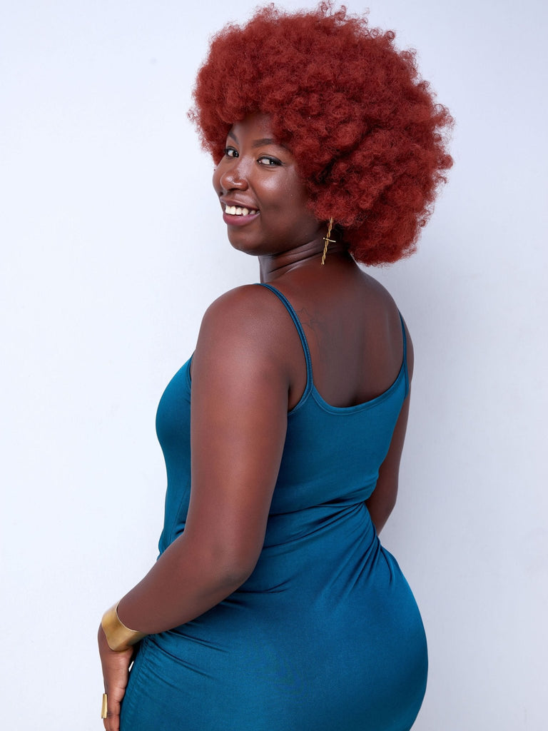 Zoya Party Strappy Drawstring Dress - Teal - Shopzetu
