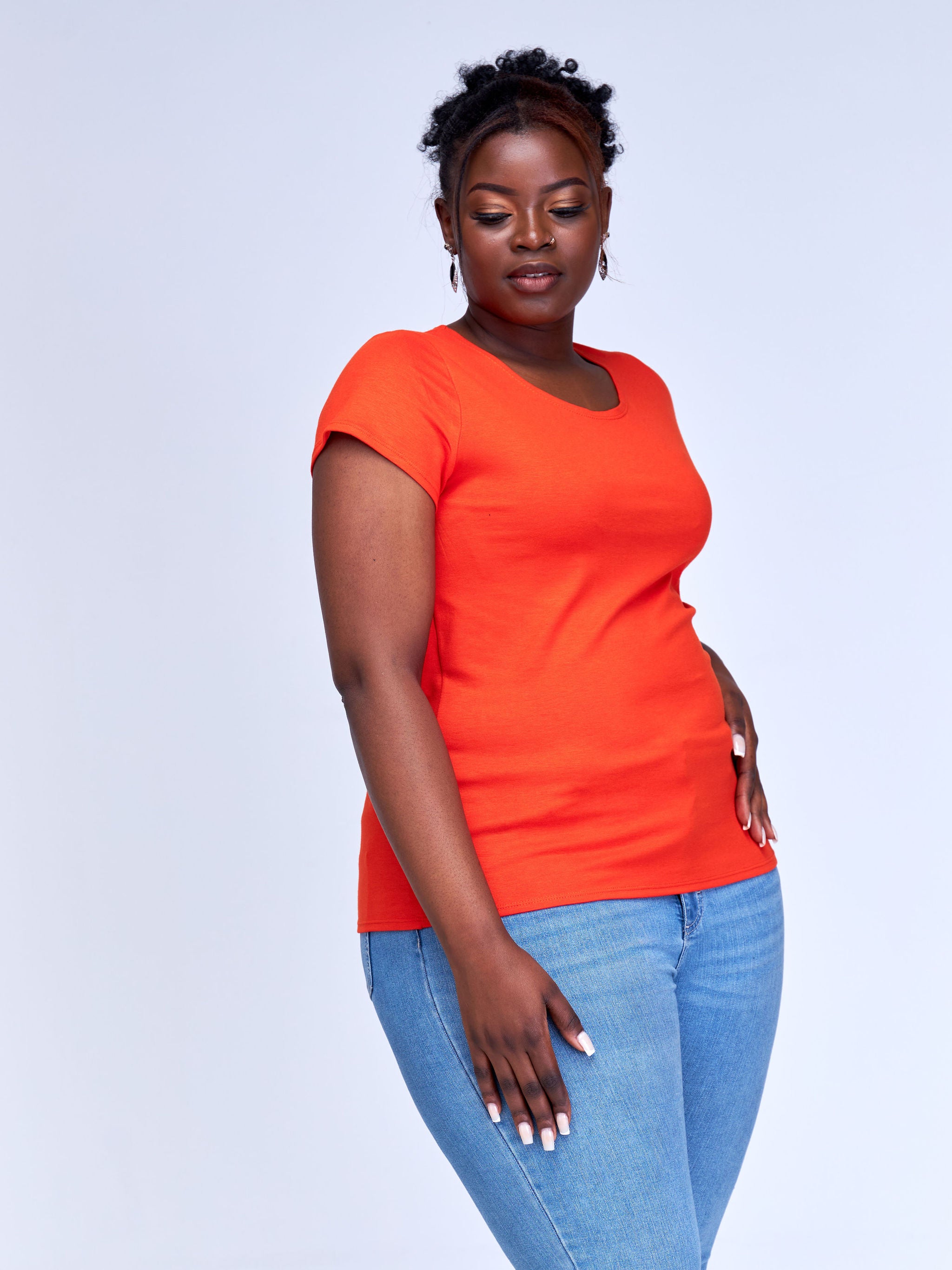 Vivo Basic Val Cap Sleeve Top - Orange