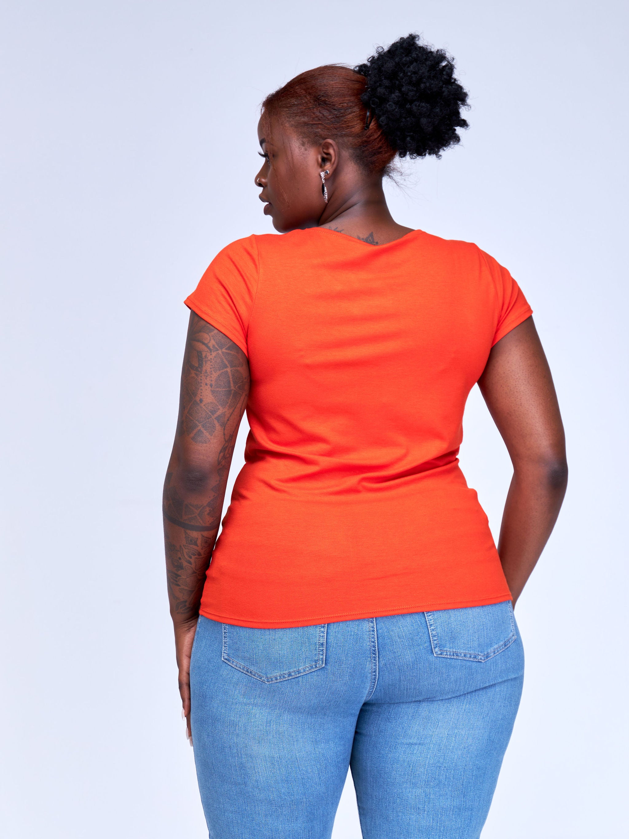 Vivo Basic Val Cap Sleeve Top - Orange