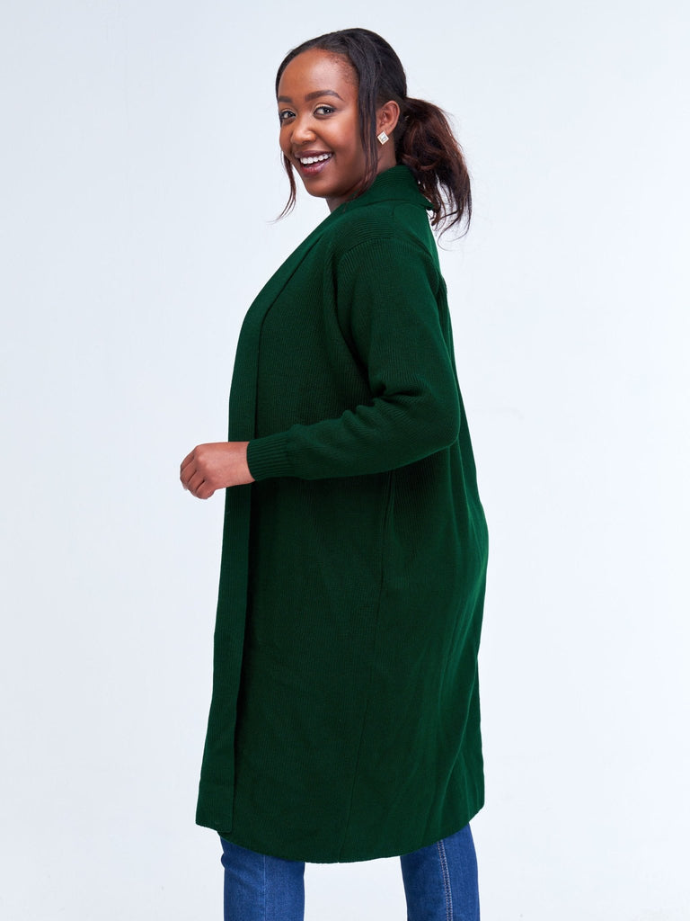 Vivo Long Sleeve Midi Waterfall - Dark Green - Shopzetu
