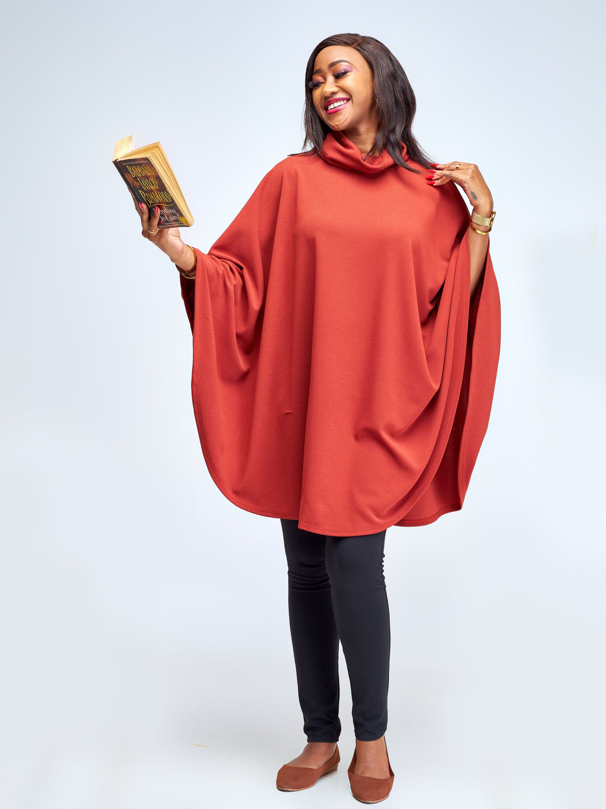 Vivo Amali Turtleneck Cape - Rust