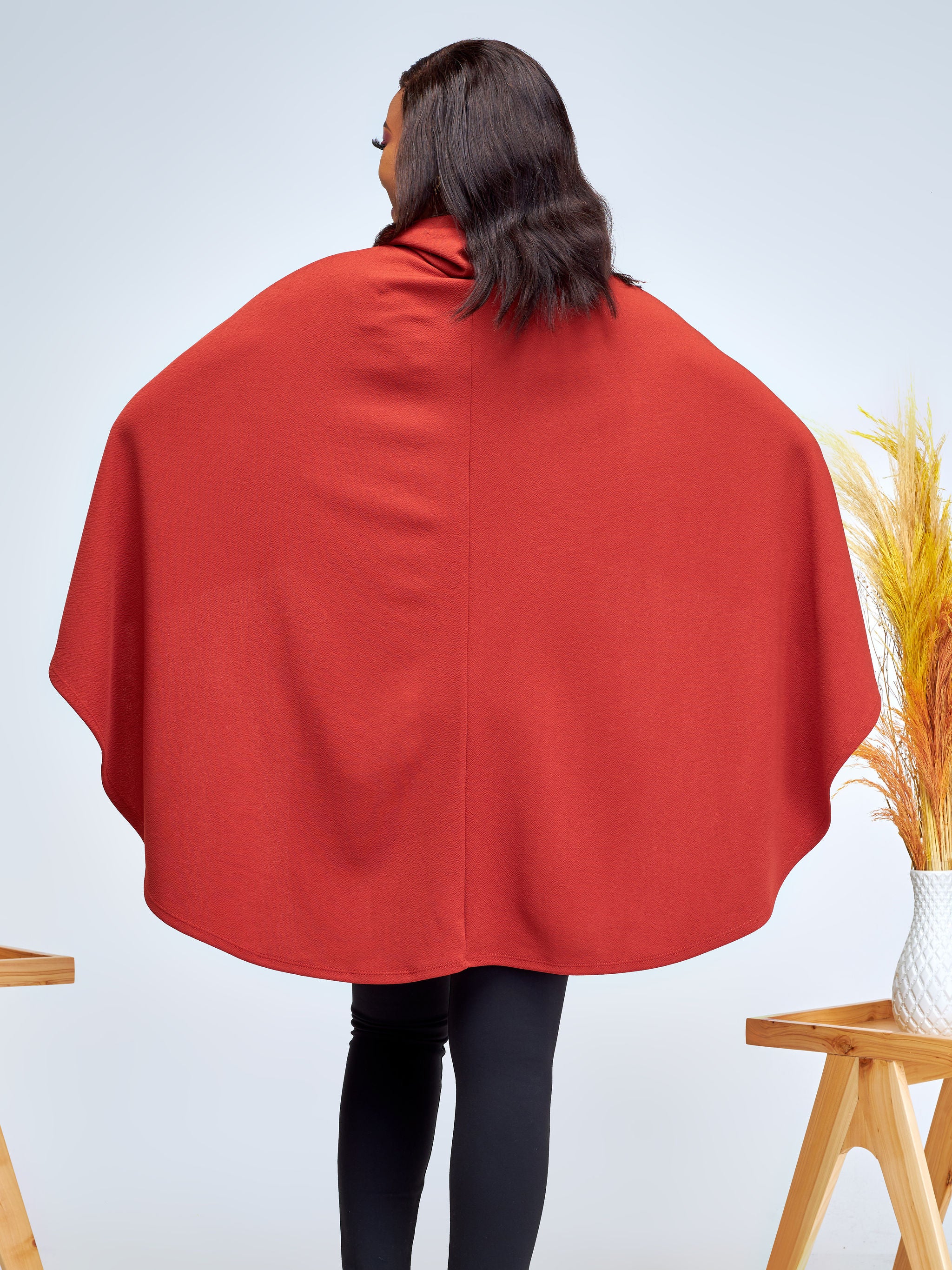 Vivo Amali Turtleneck Cape - Rust