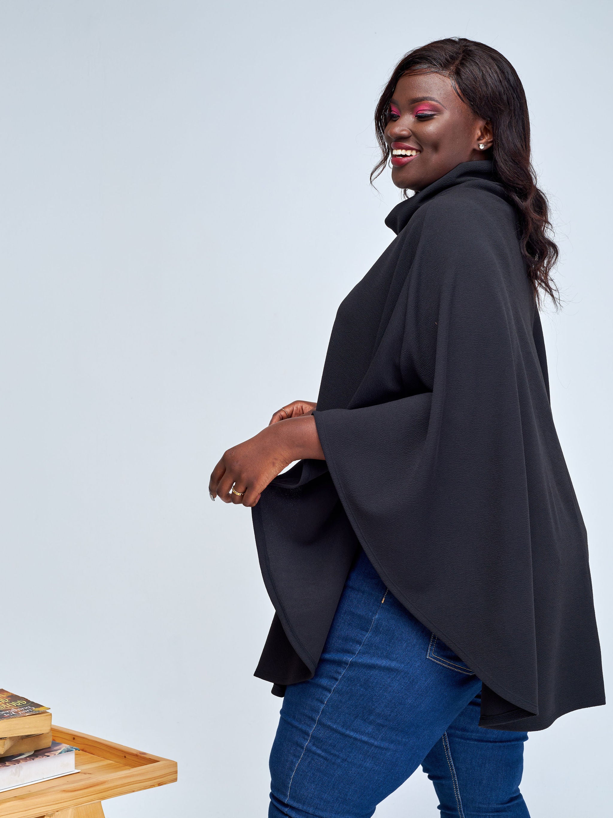 Vivo Amali Turtleneck Cape - Black