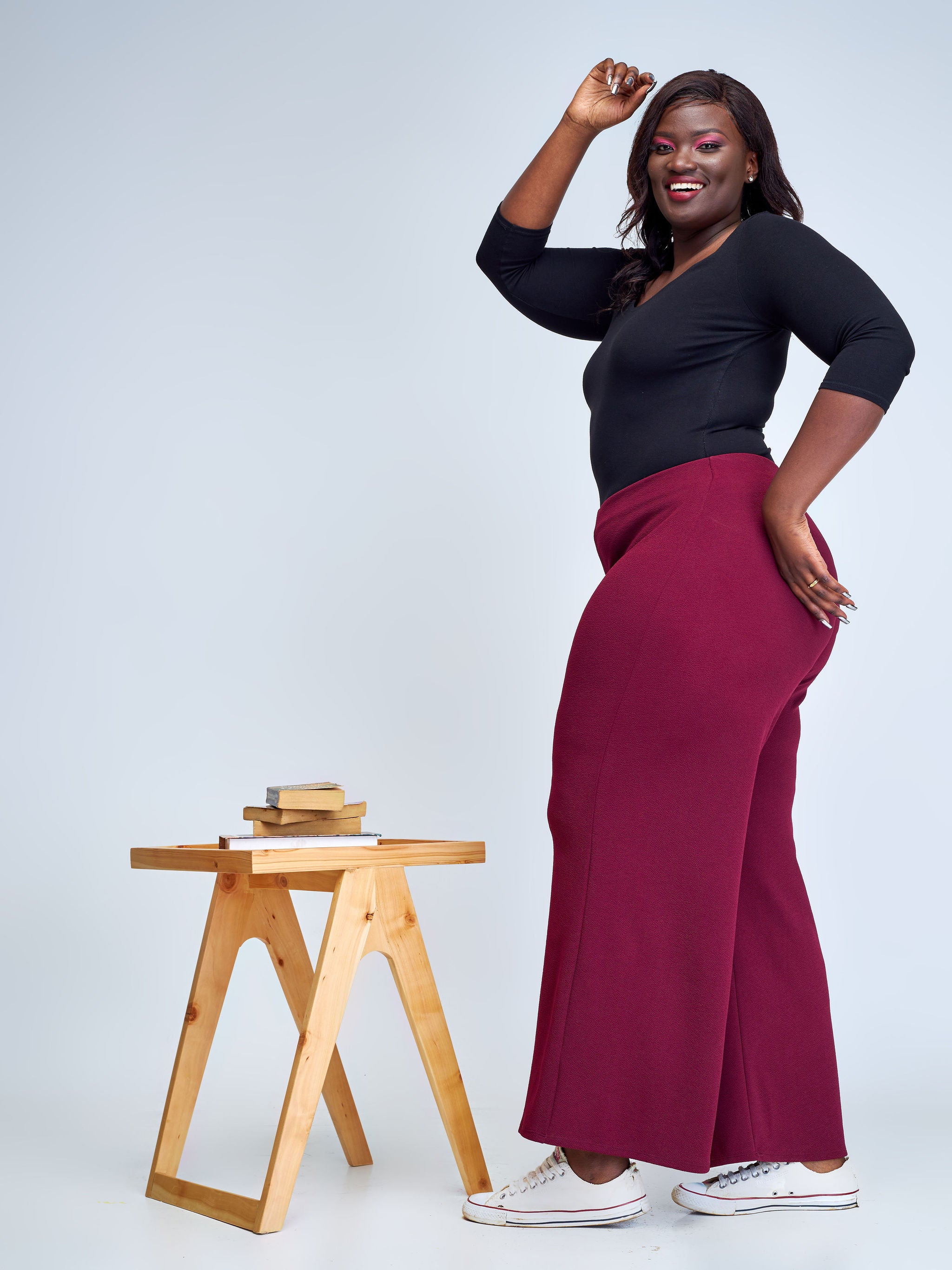 Vivo Amali Wide Leg Pants - Maroon