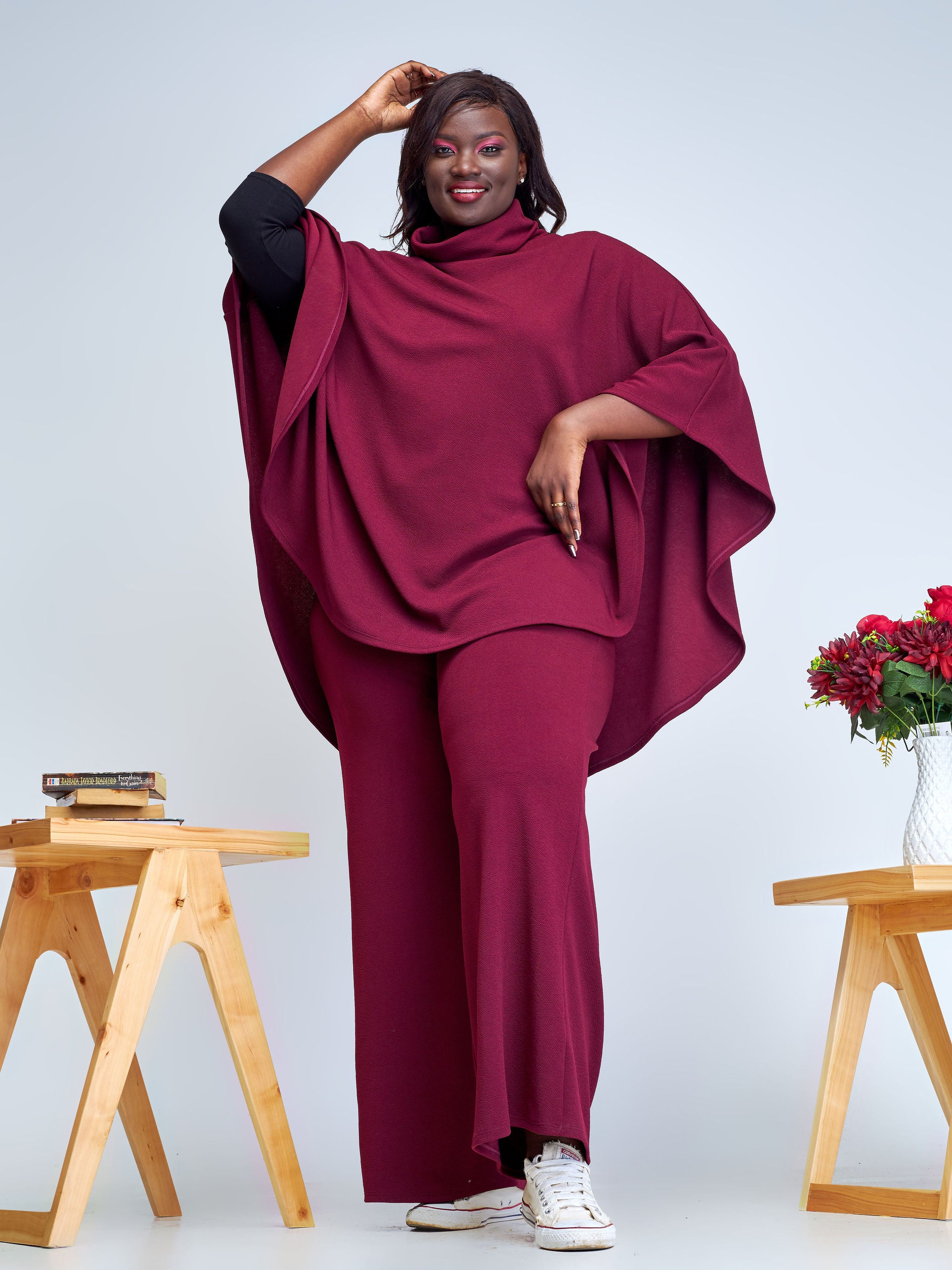 Vivo Amali Wide Leg Pants - Maroon