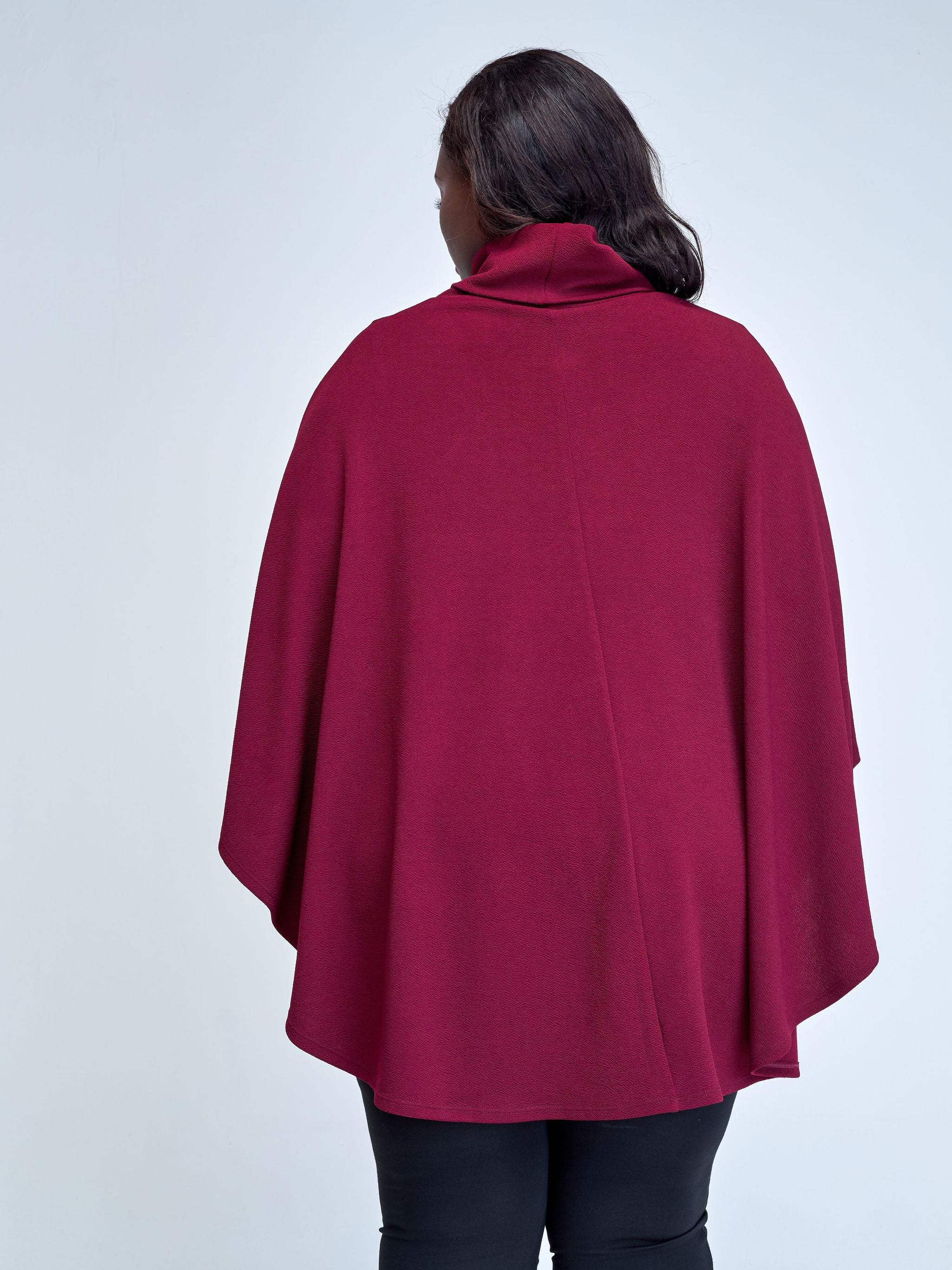 Vivo Amali Turtleneck Cape - Maroon