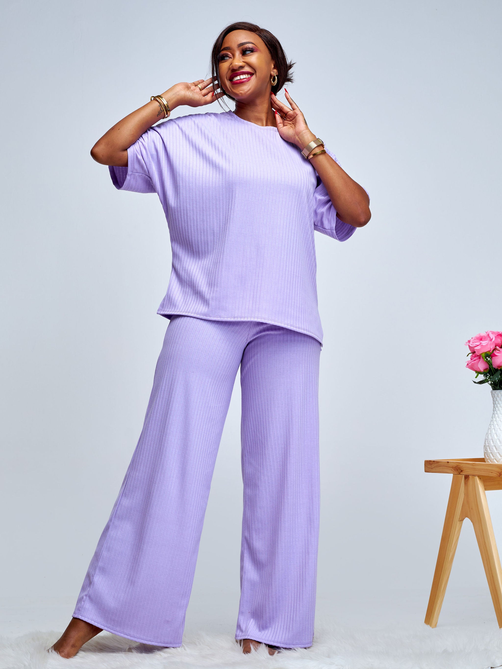 Vivo Amali Drop Shoulder Tunic Top - Lilac