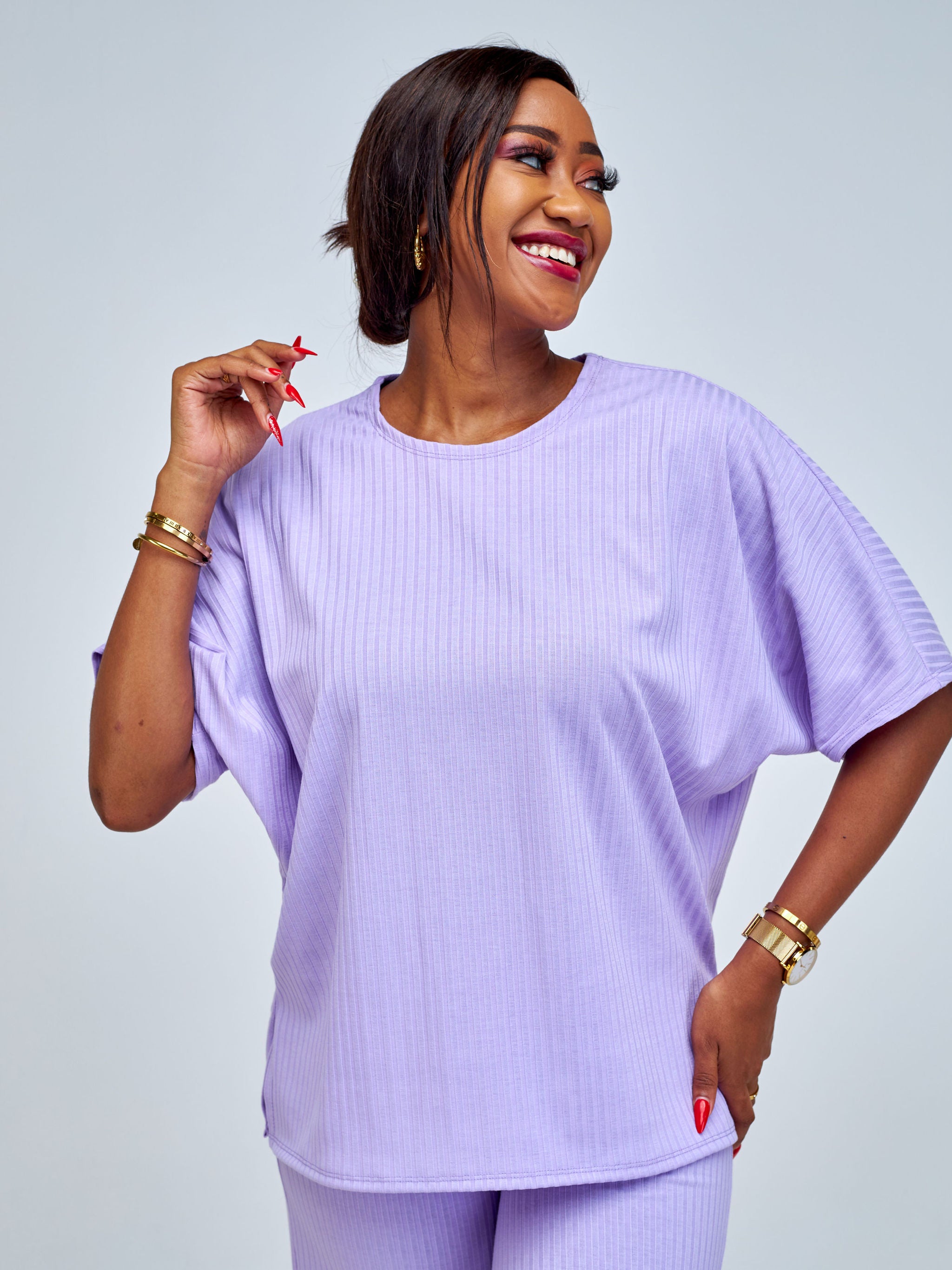 Vivo Amali Drop Shoulder Tunic Top - Lilac