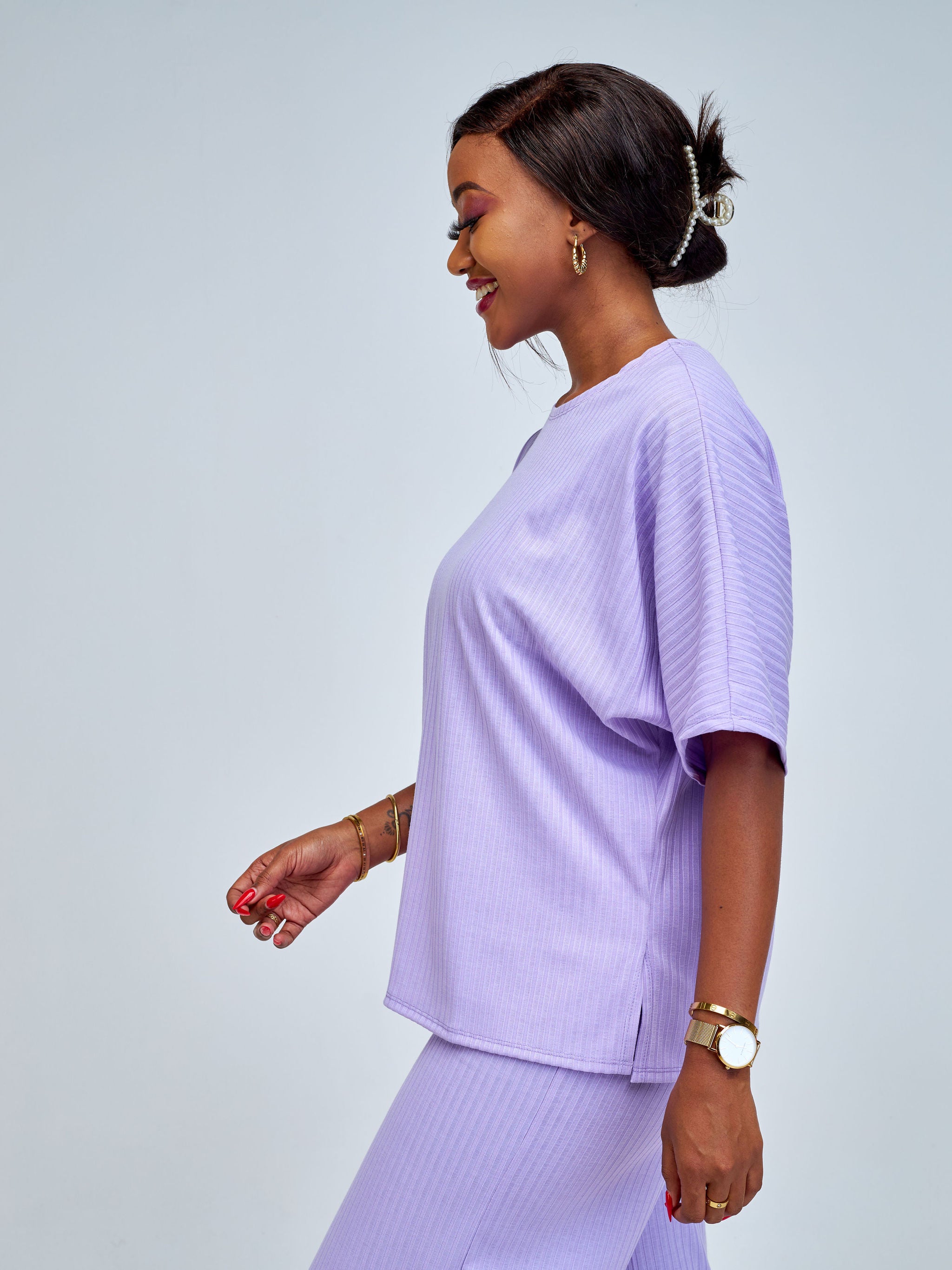 Vivo Amali Drop Shoulder Tunic Top - Lilac