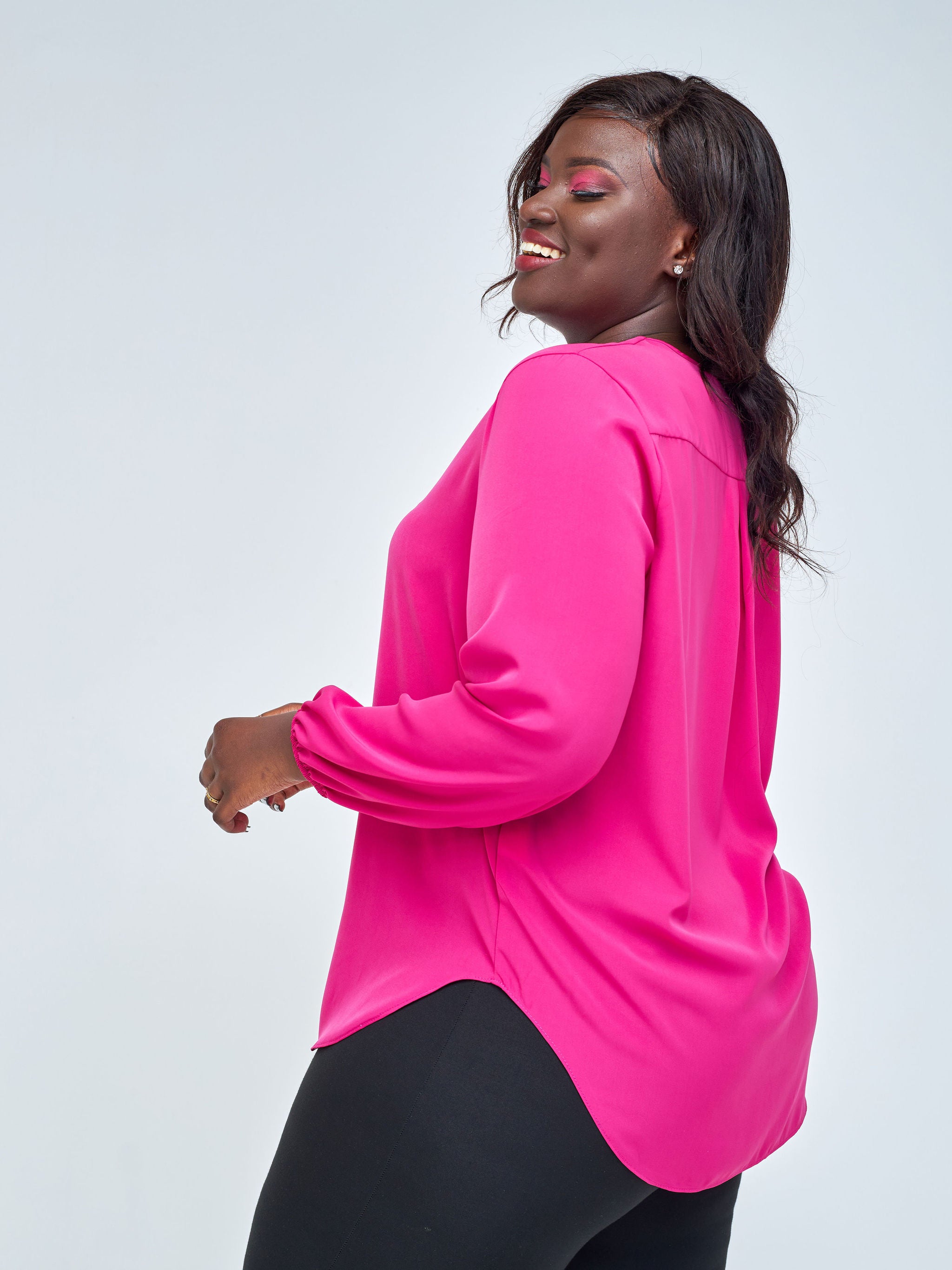 Vivo Dua Long Bishop Sleeve Top - Pink