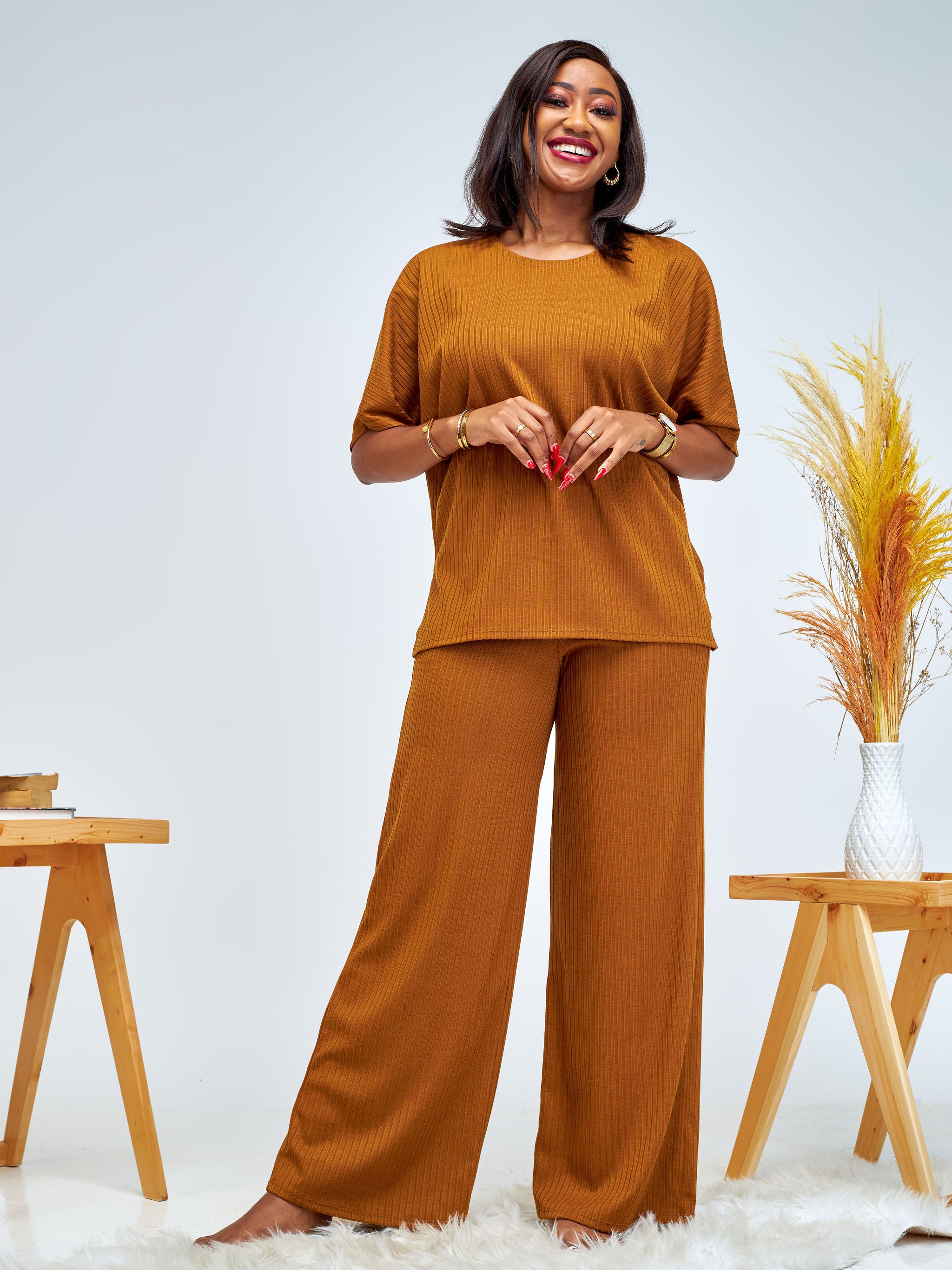 Vivo Amali Drop Shoulder Tunic Top - Brown