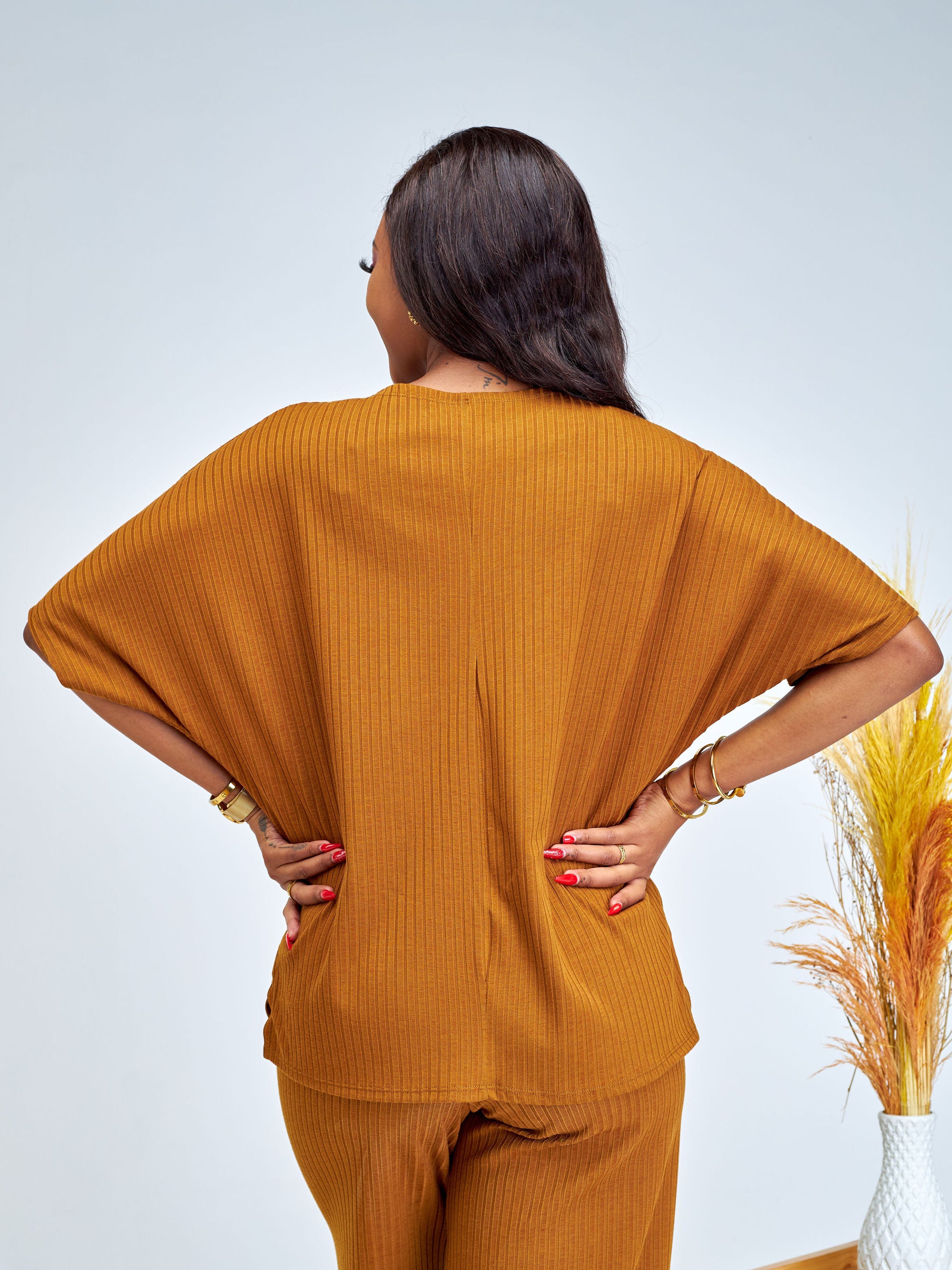 Vivo Amali Drop Shoulder Tunic Top - Brown
