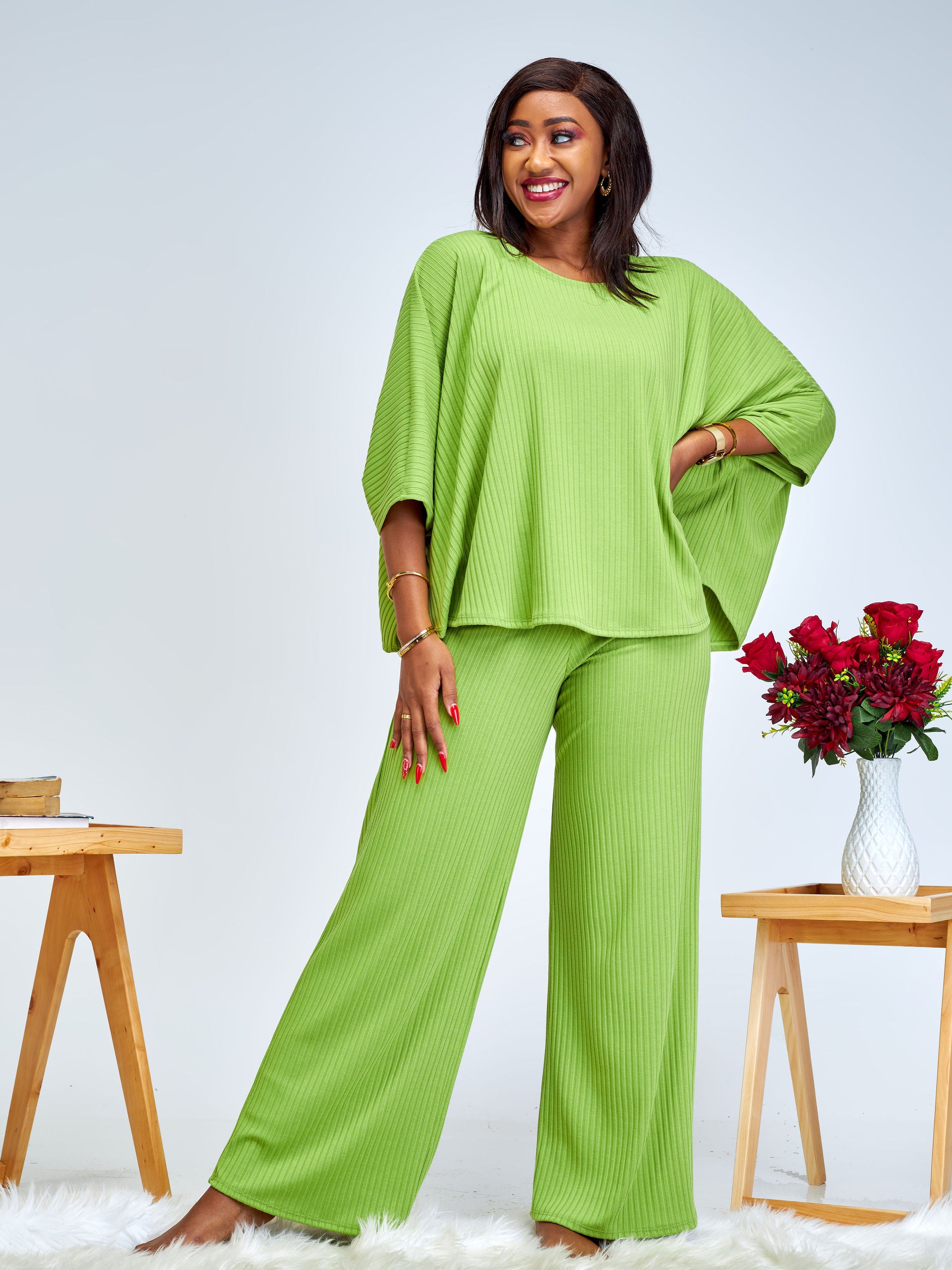 Vivo Amali Round Neck Wide Top - Lime Green