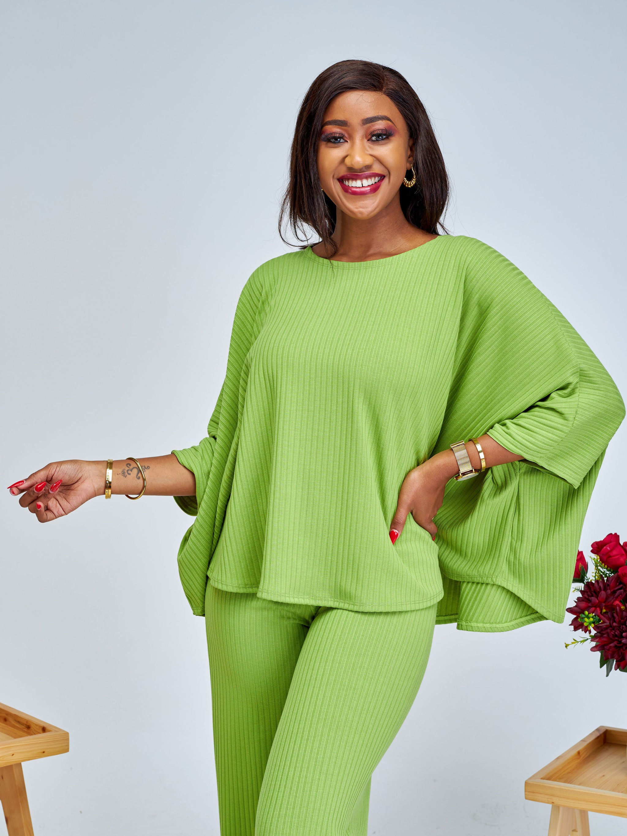 Vivo Amali Round Neck Wide Top - Lime Green