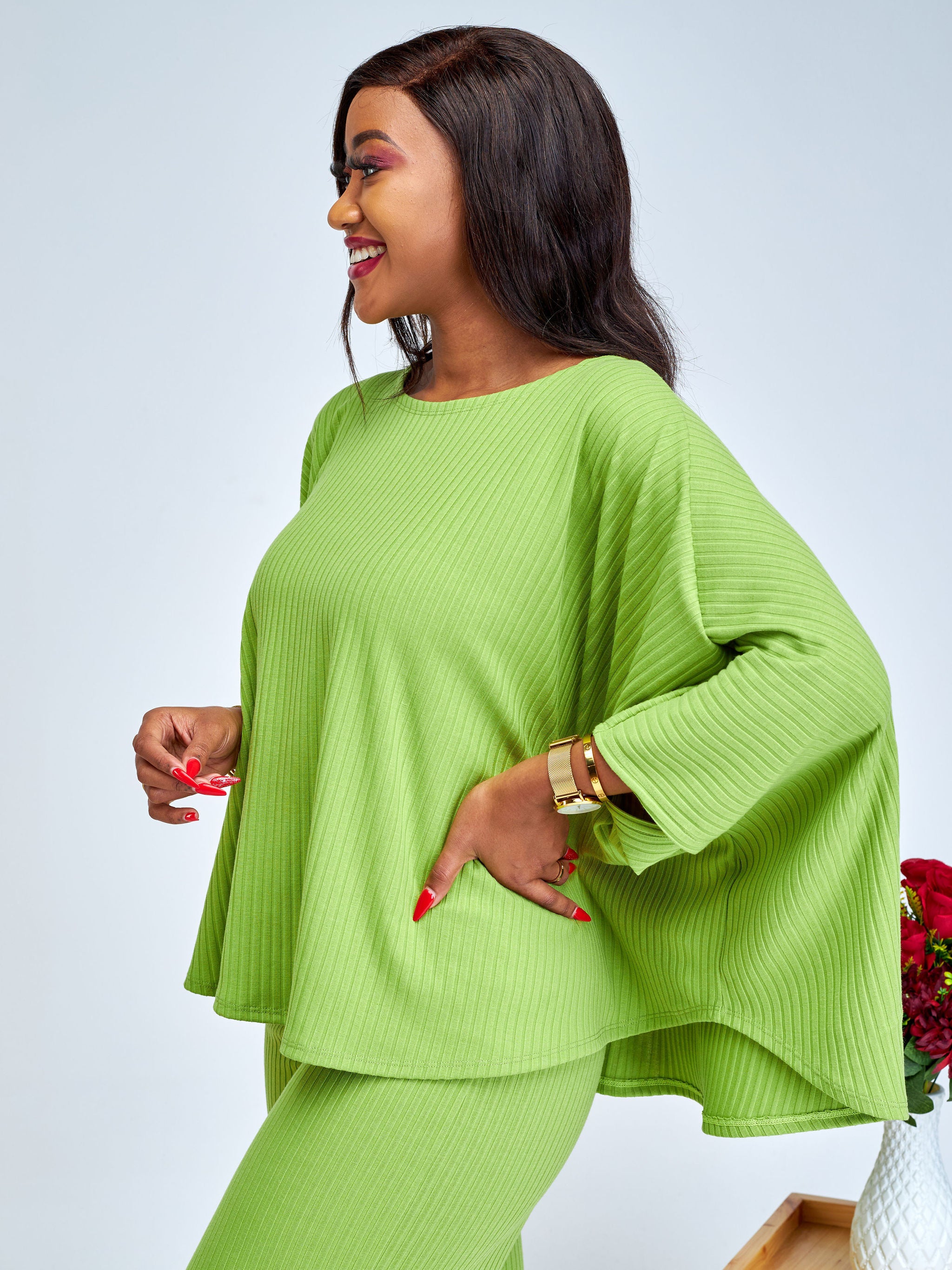 Vivo Amali Round Neck Wide Top - Lime Green