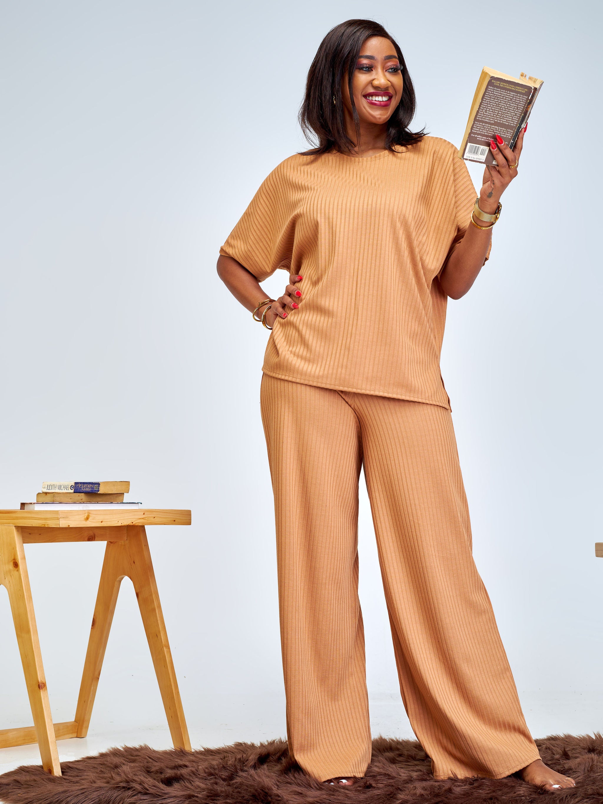 Vivo Amali Drop Shoulder Tunic Top - Light Brown