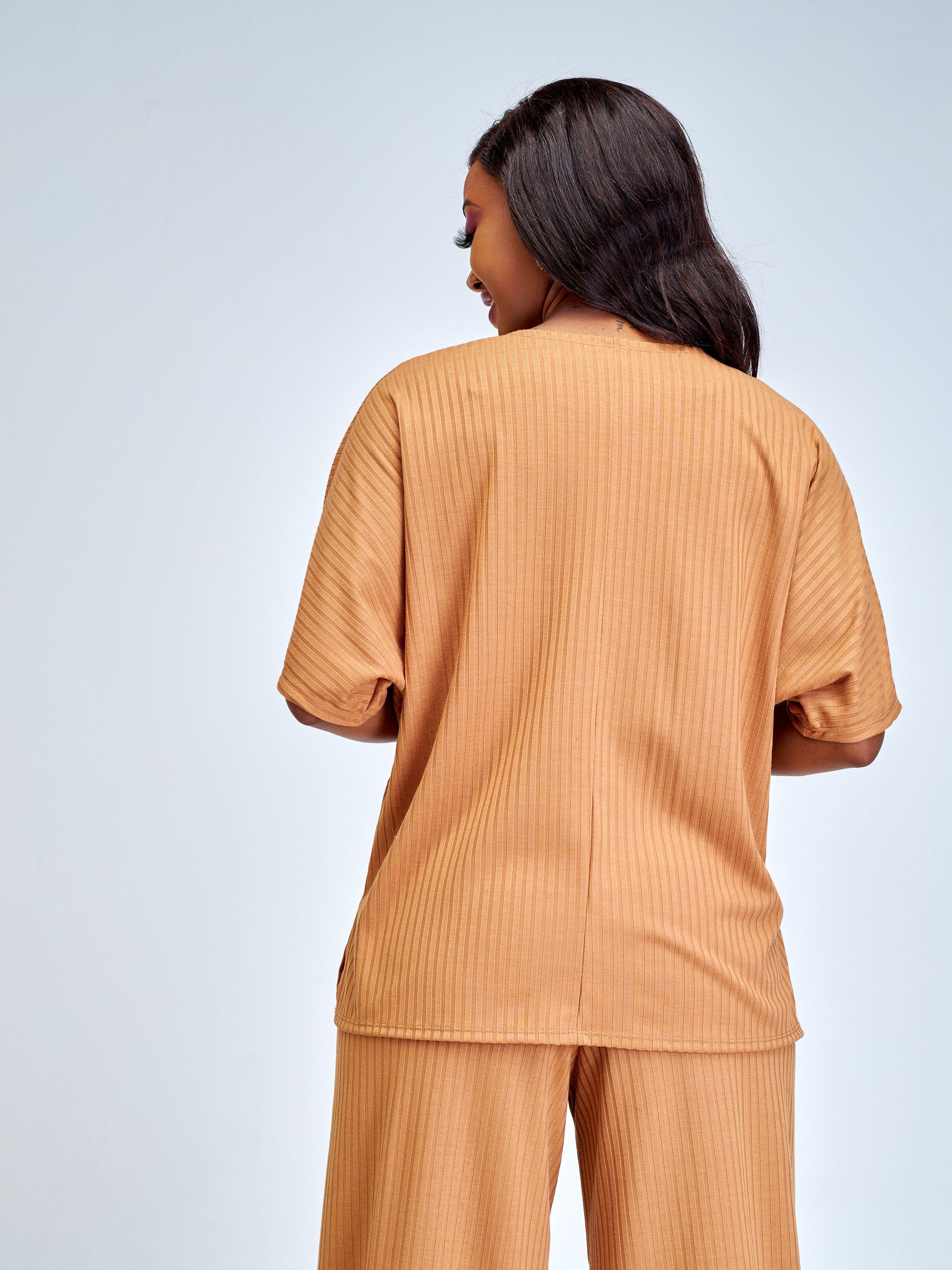 Vivo Amali Drop Shoulder Tunic Top - Light Brown