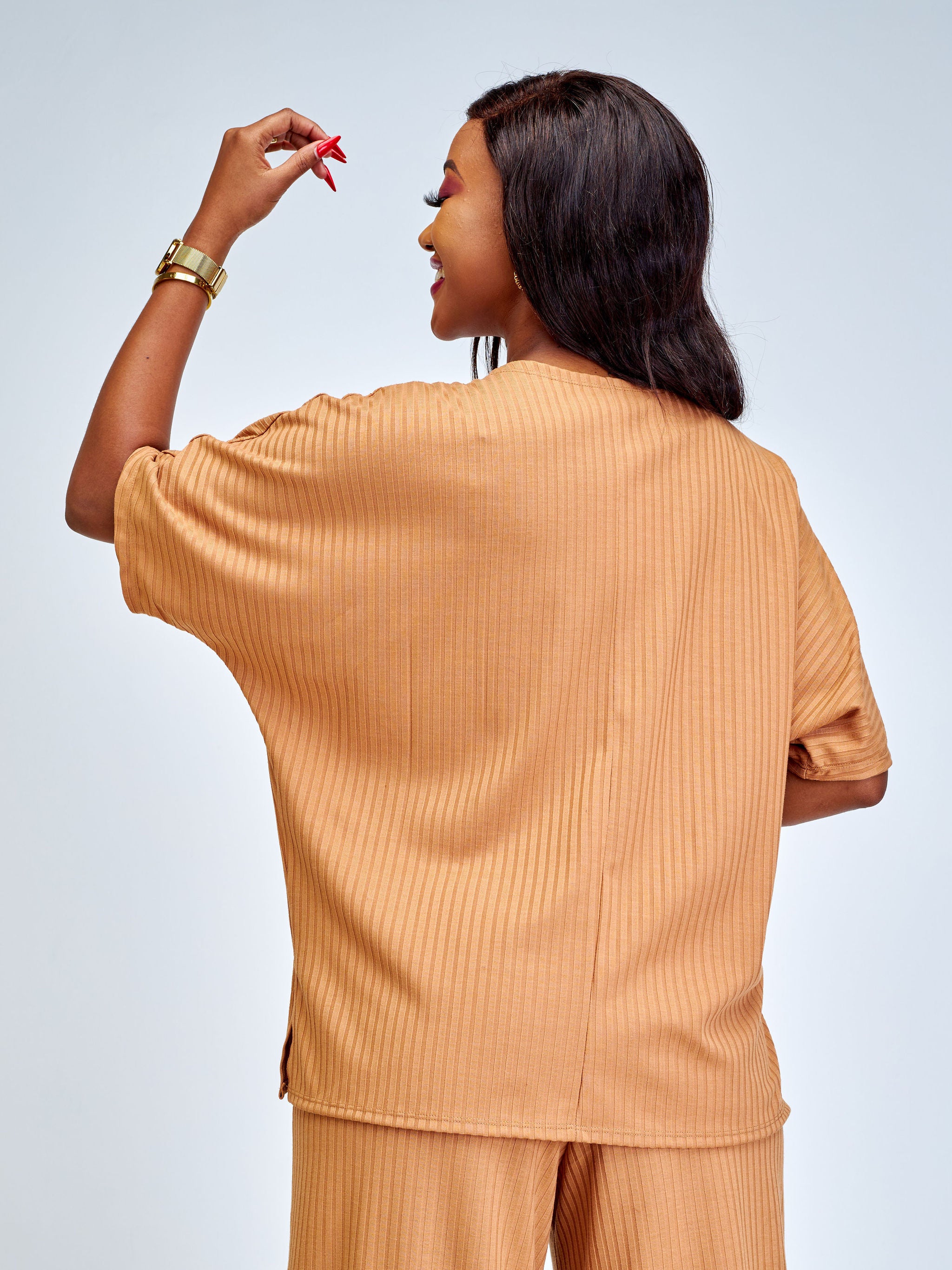 Vivo Amali Drop Shoulder Tunic Top - Light Brown