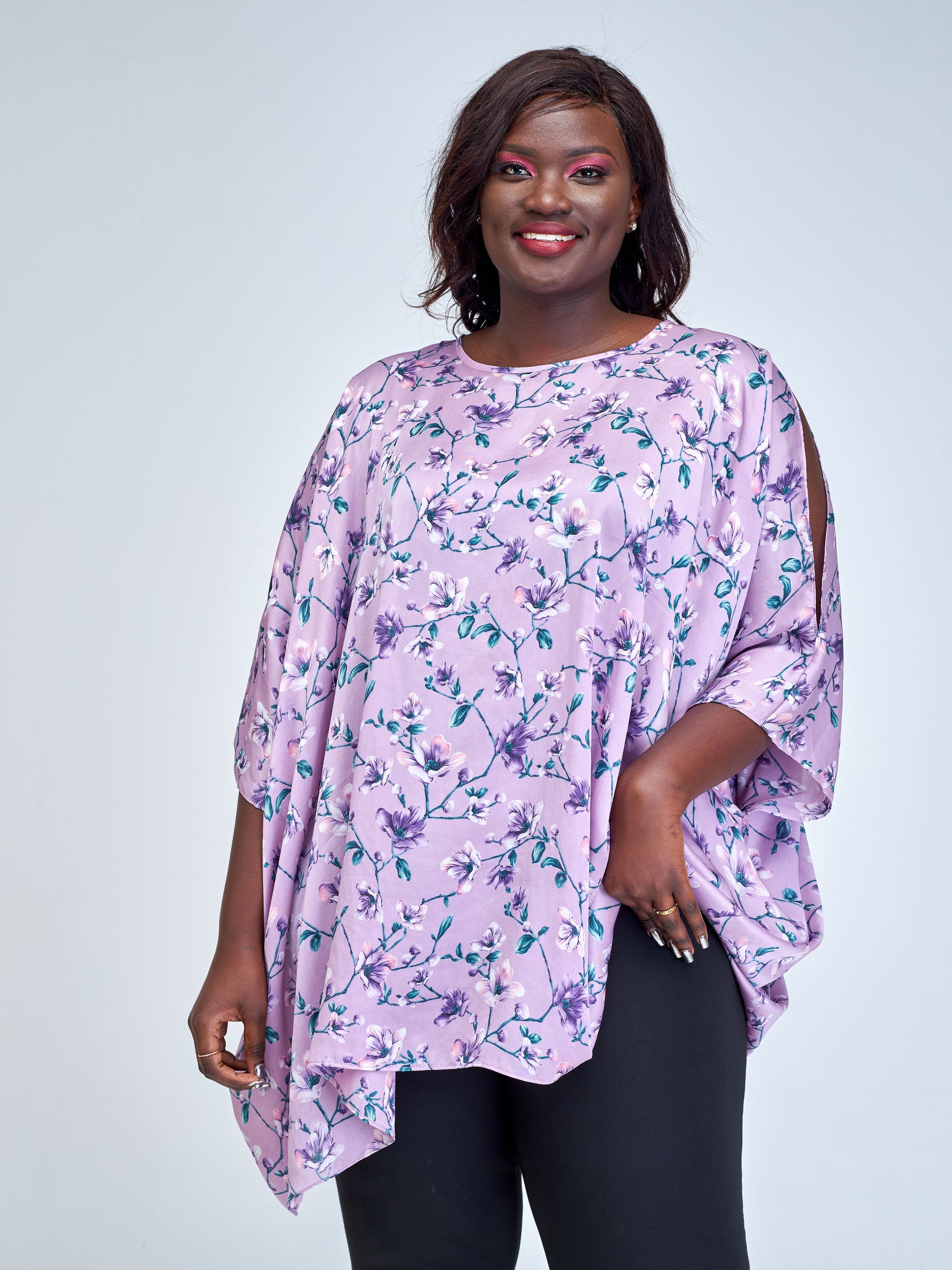 Vivo Lani Wide Short Top - Purple / Green Floral