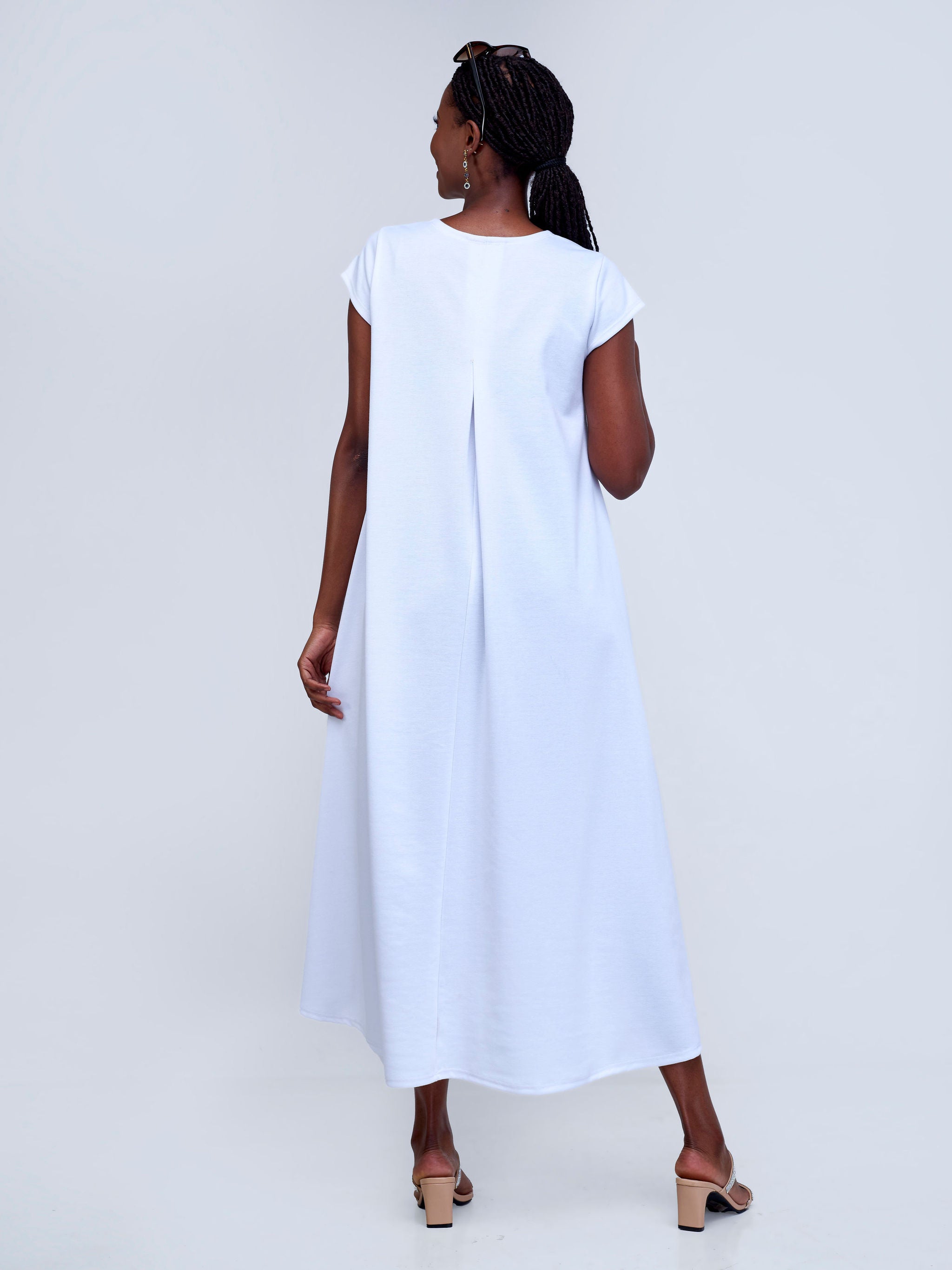 Vivo Basic Back Pleat High Low Dress - White