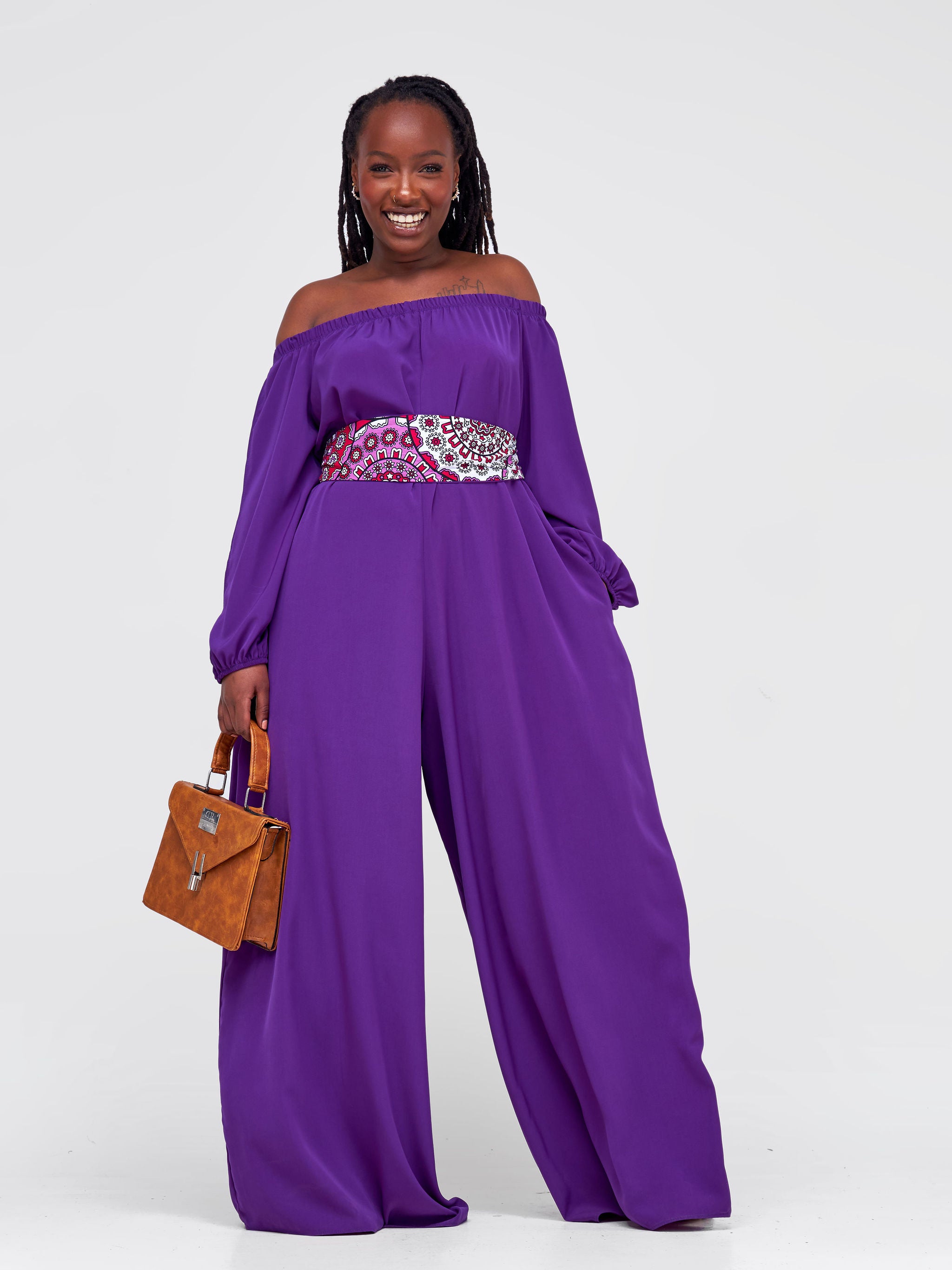 Vivo Yumi Off Shoulder Jumpsuit - Purple