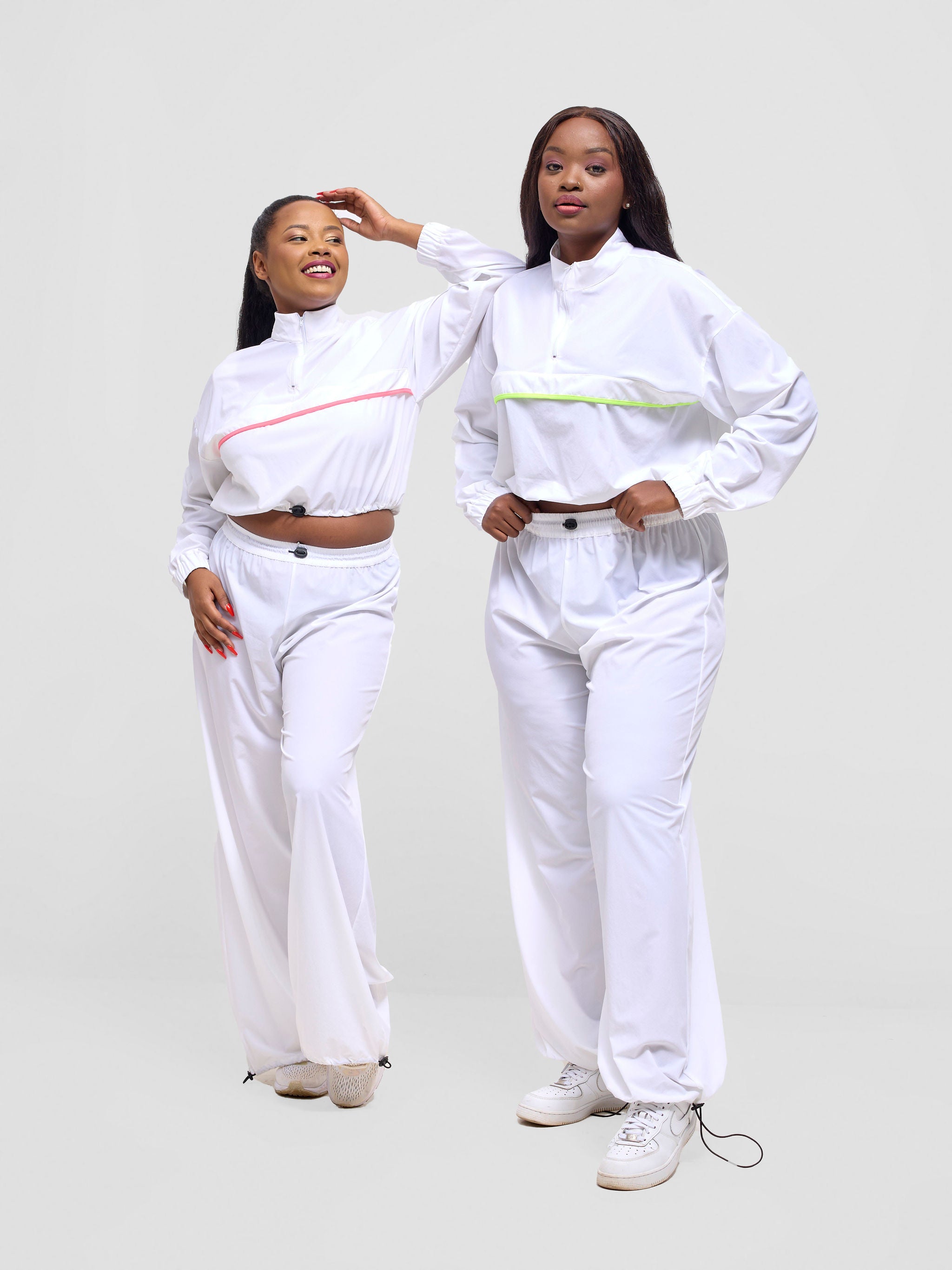 Zoya Vasha Midriff Jacket - White / Neon Green