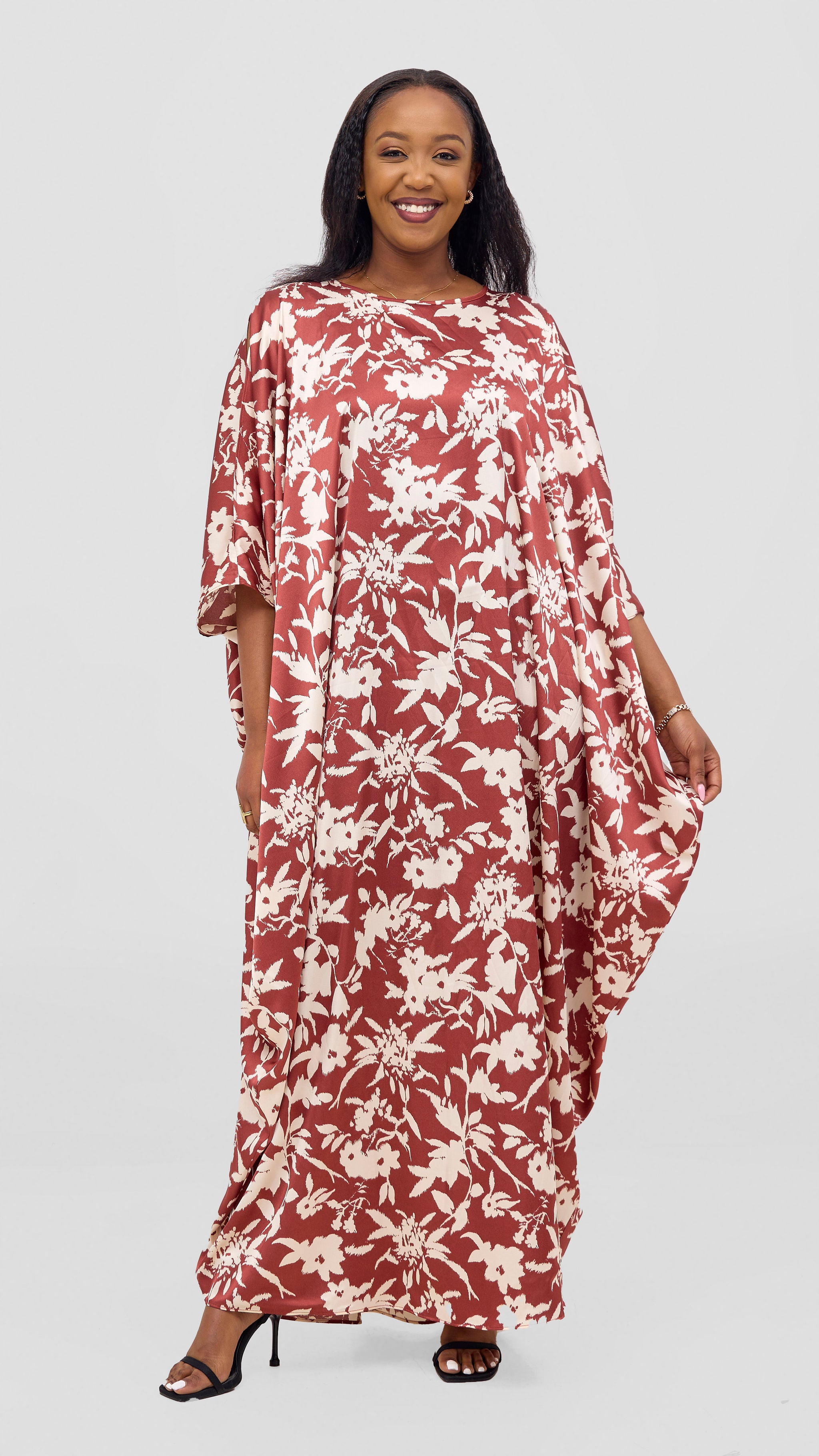 Vivo Lani Maxi Dress - Burgundy / Cream Print