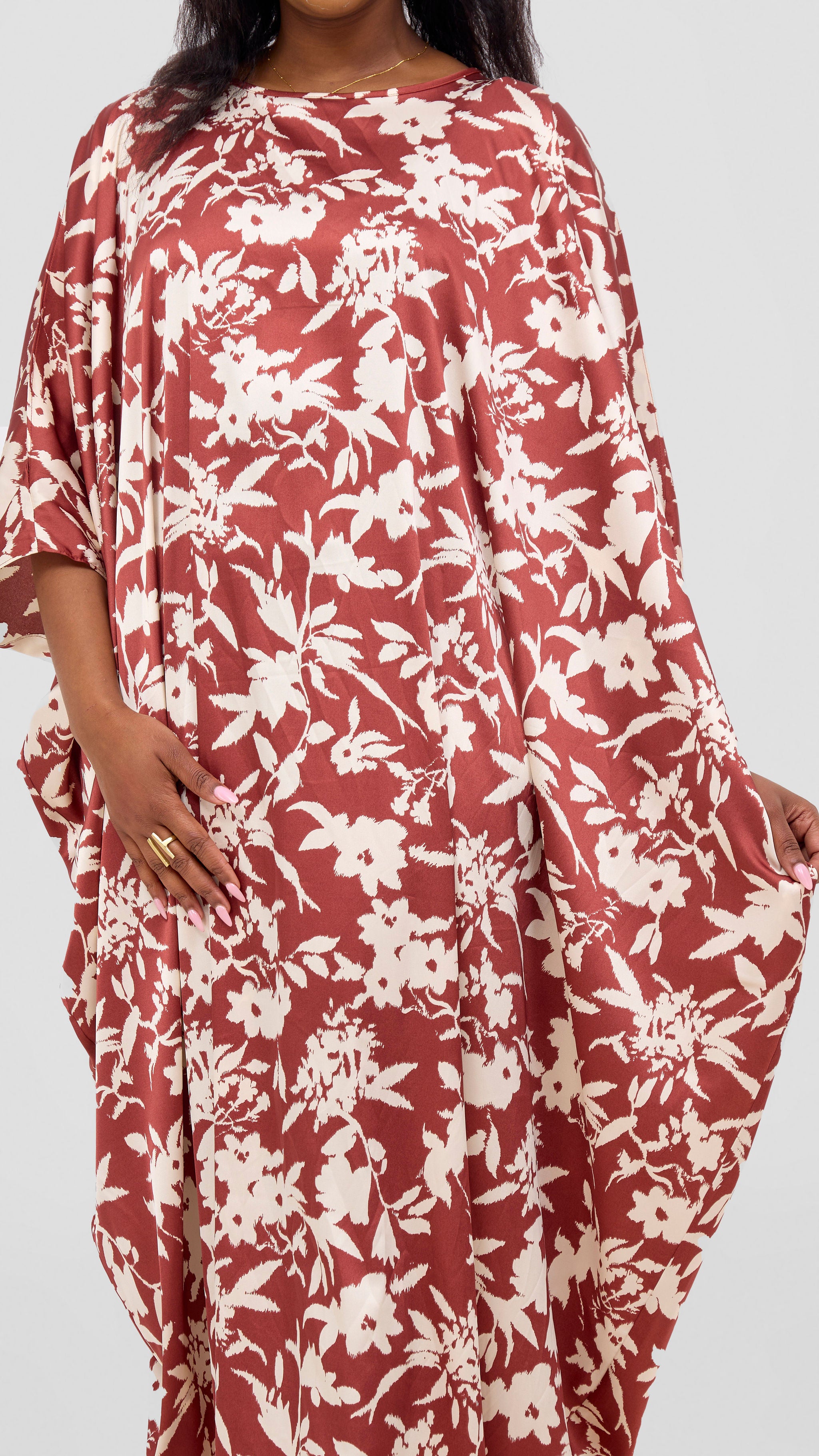 Vivo Lani Maxi Dress - Burgundy / Cream Print