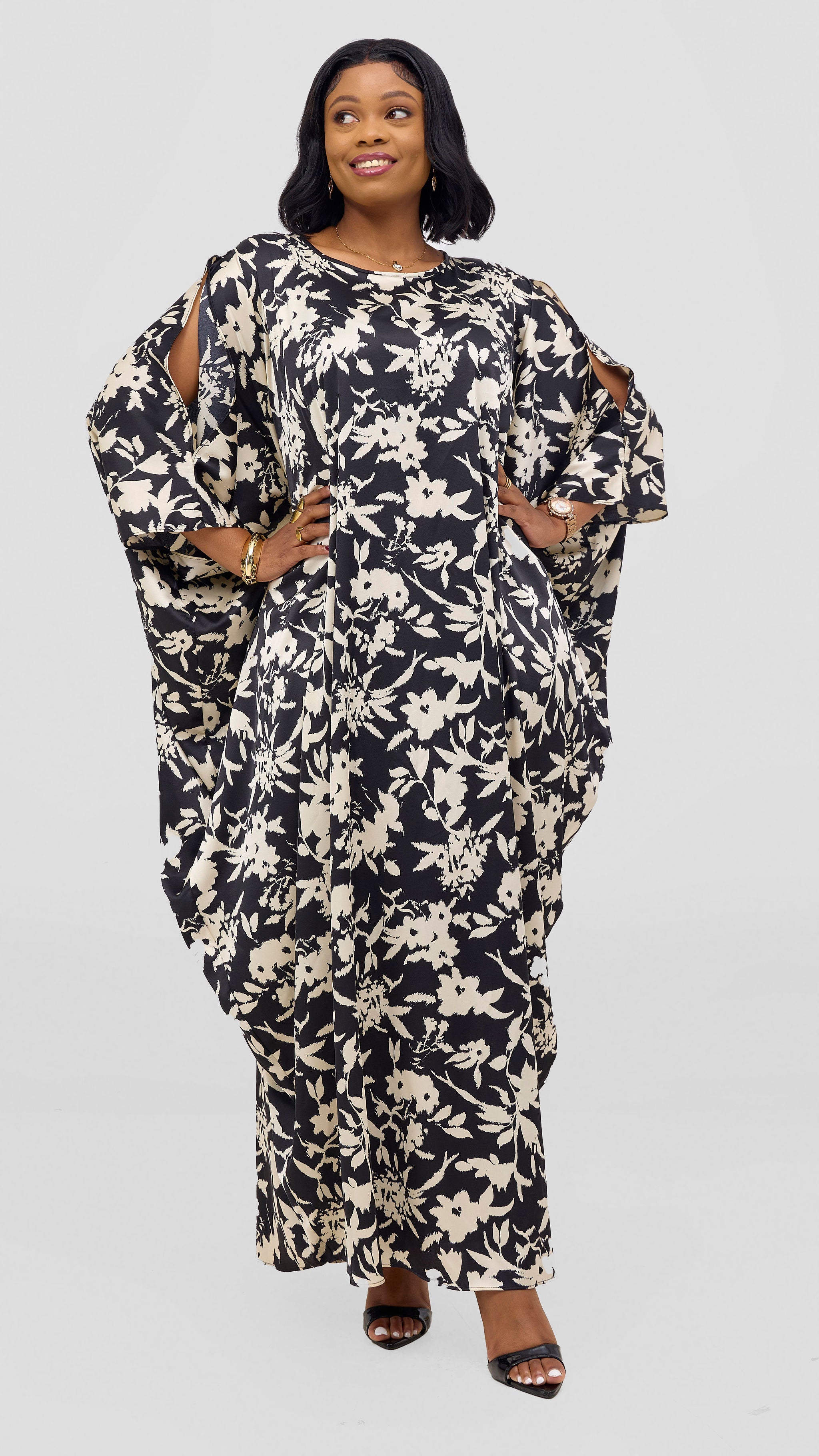 Vivo Lani Maxi Dress -Black / Cream Print