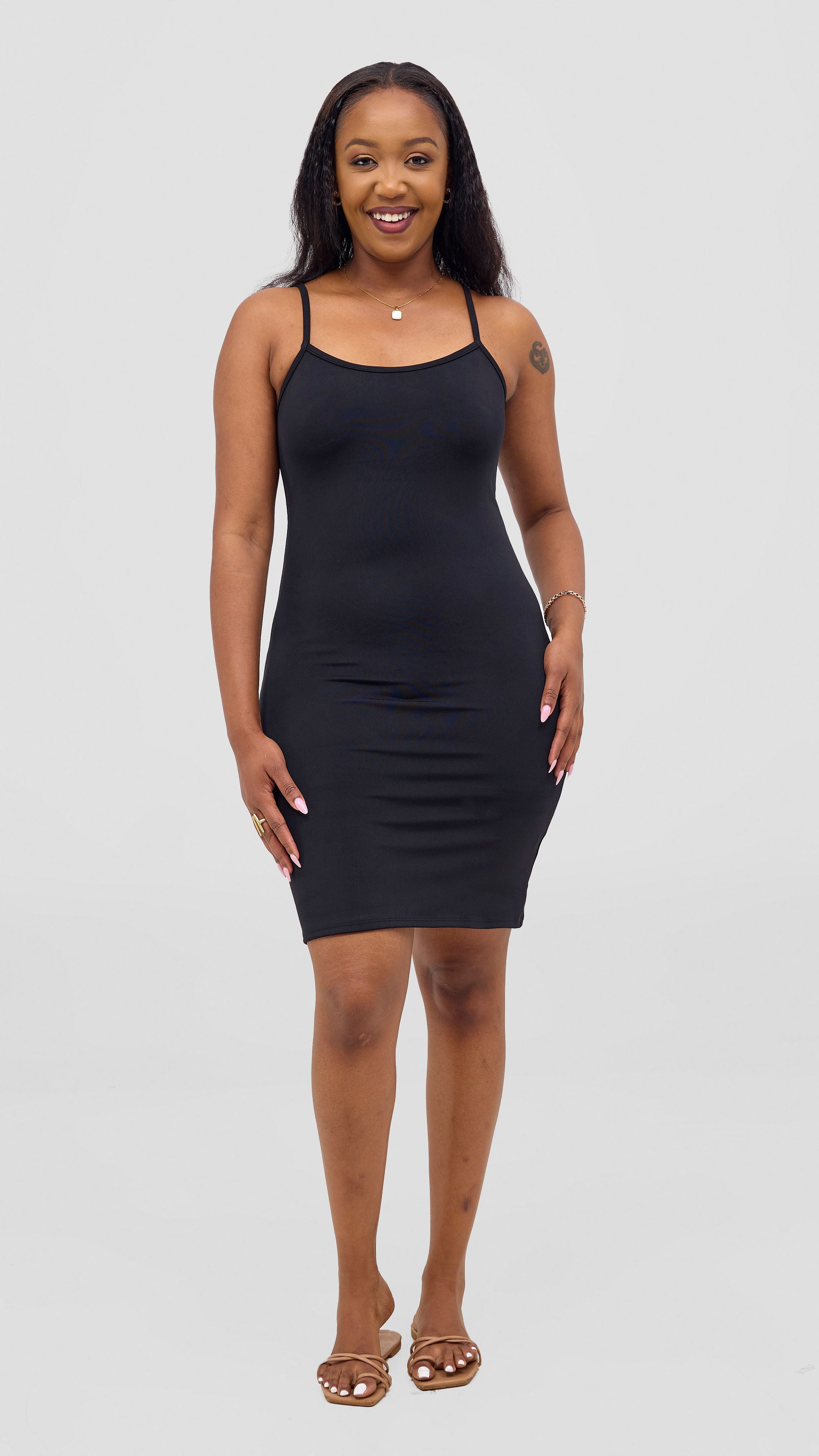 Vivo Spandex Slip Dress - Black