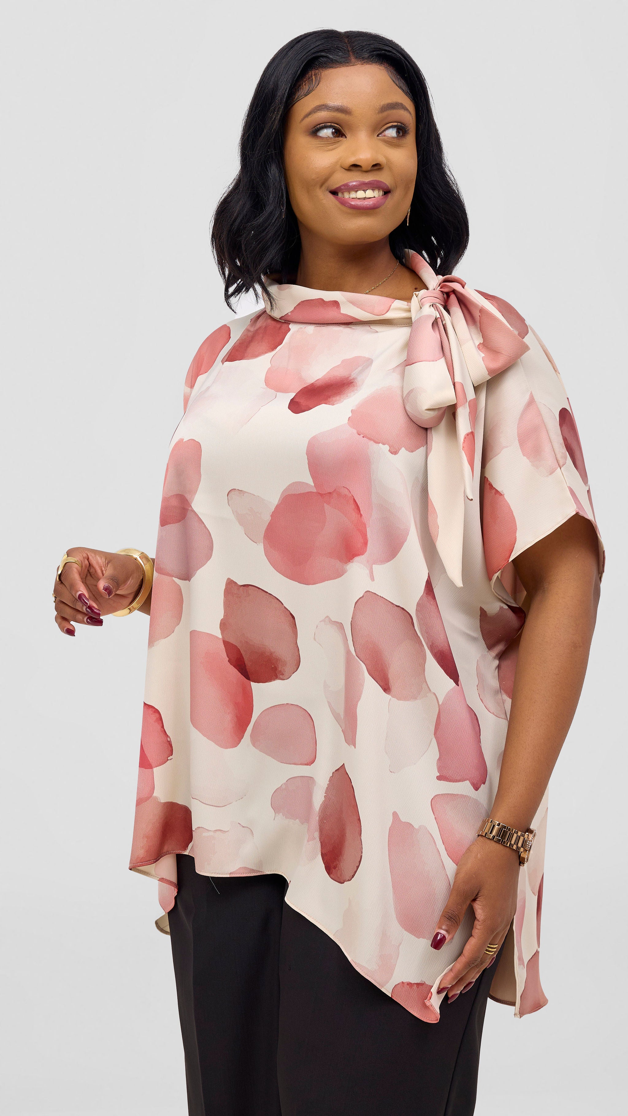 Vivo Takali Tunic Top - Buttermilk / Red Arisi Print