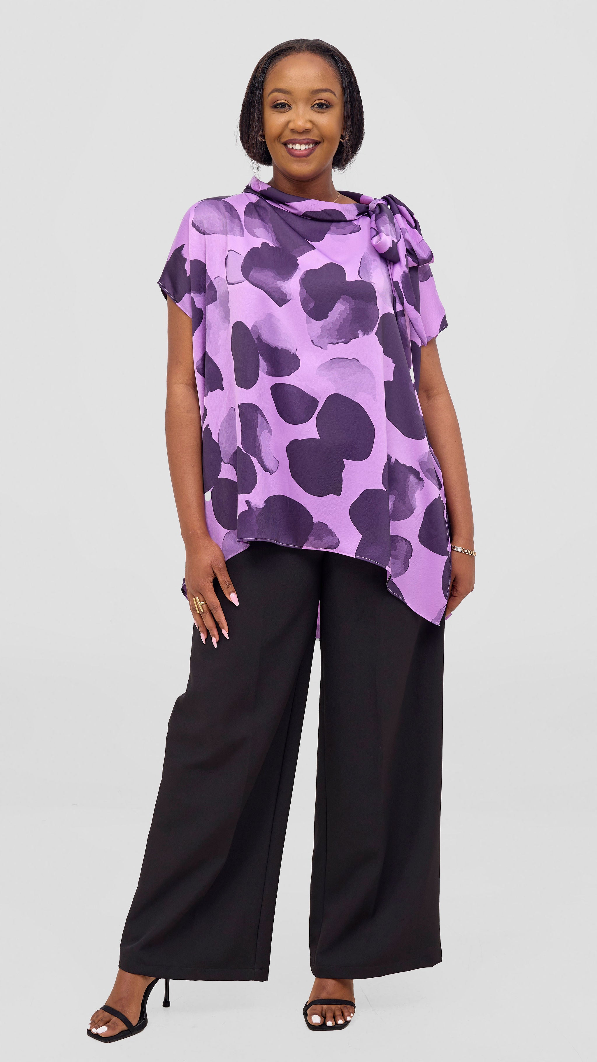 Vivo Takali Tunic Top - Lilac / Eggplant Arisi Print