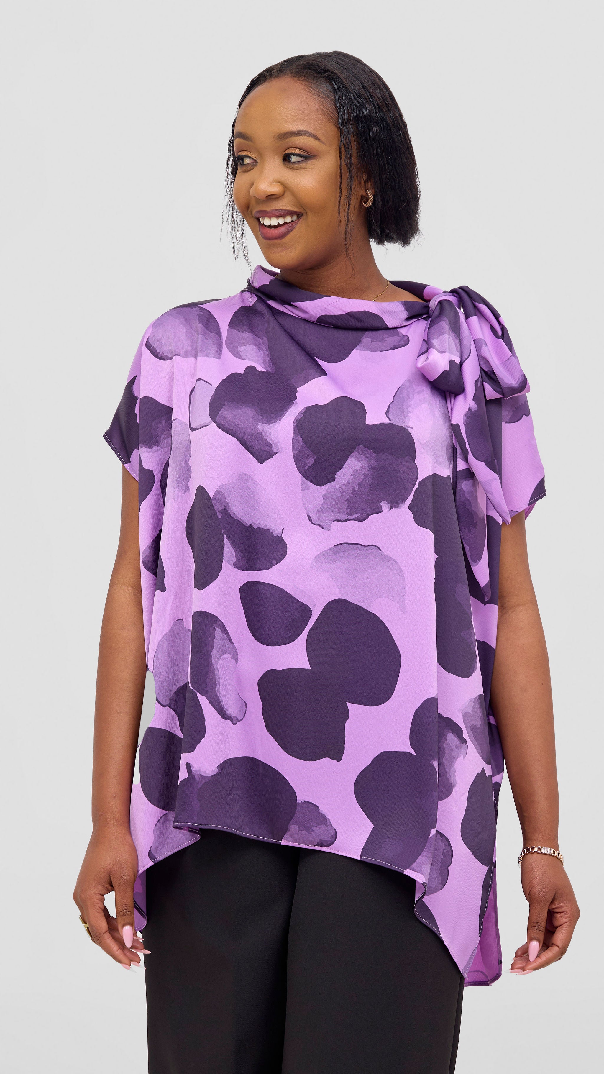 Vivo Takali Tunic Top - Lilac / Eggplant Arisi Print
