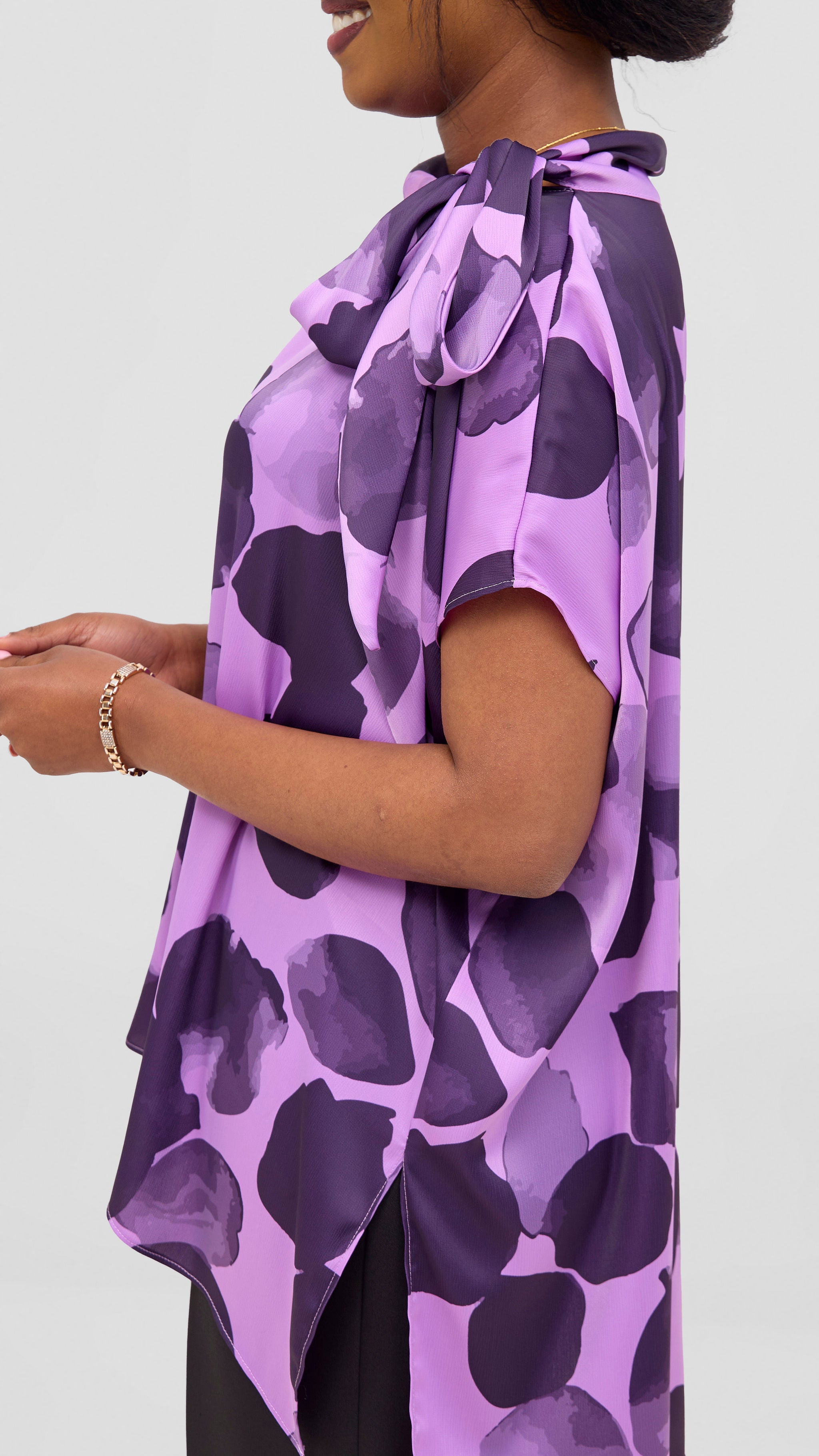 Vivo Takali Tunic Top - Lilac / Eggplant Arisi Print