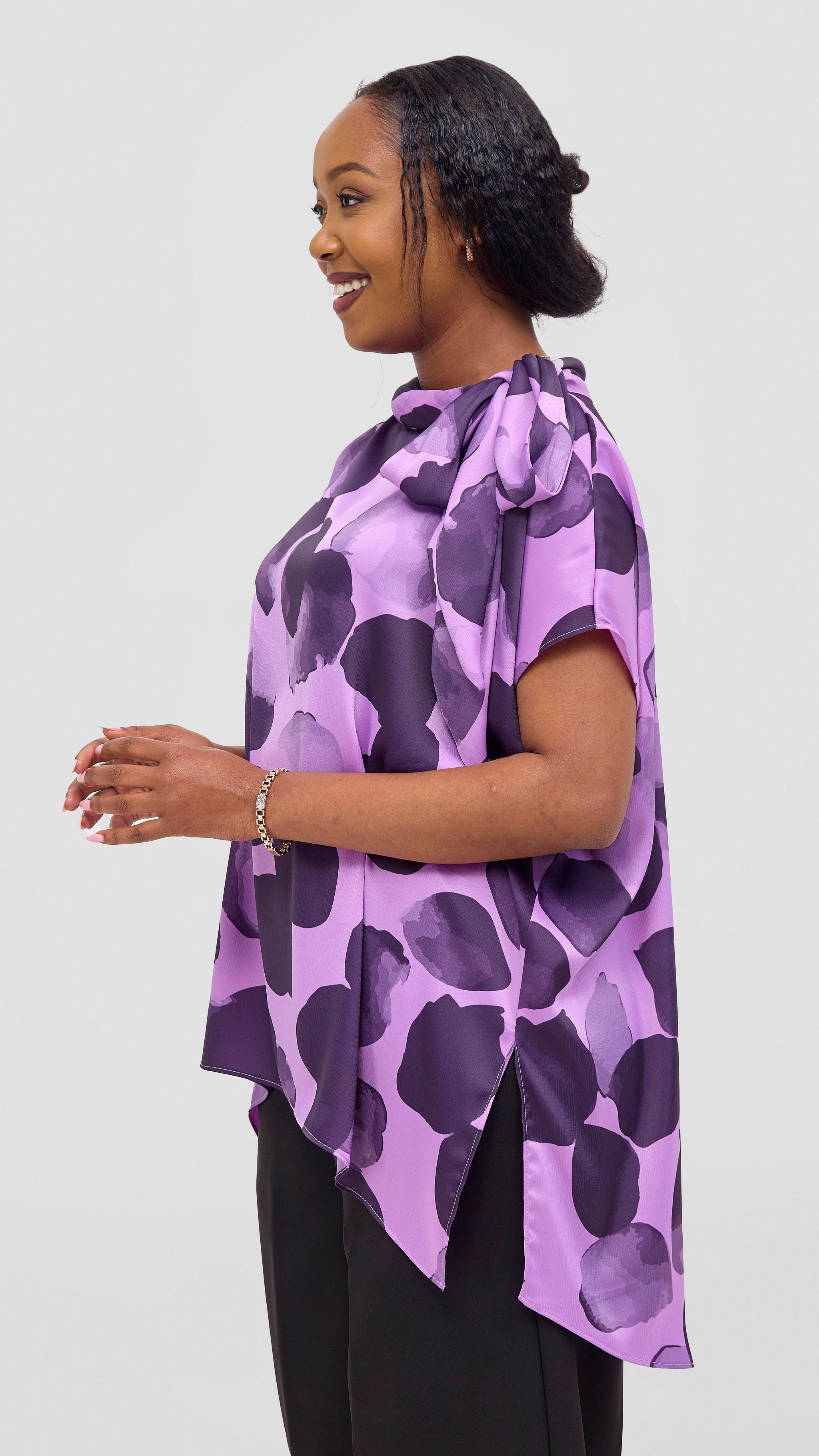 Vivo Takali Tunic Top - Lilac / Eggplant Arisi Print