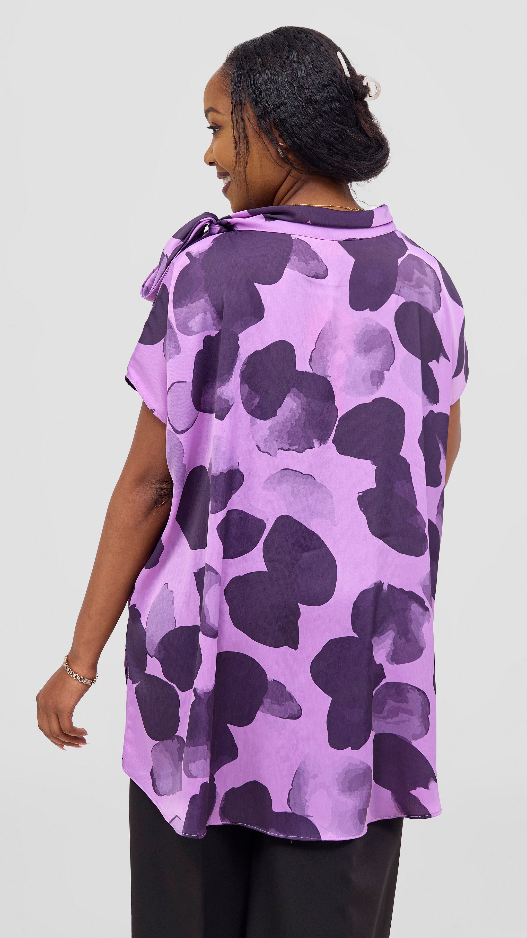 Vivo Takali Tunic Top - Lilac / Eggplant Arisi Print