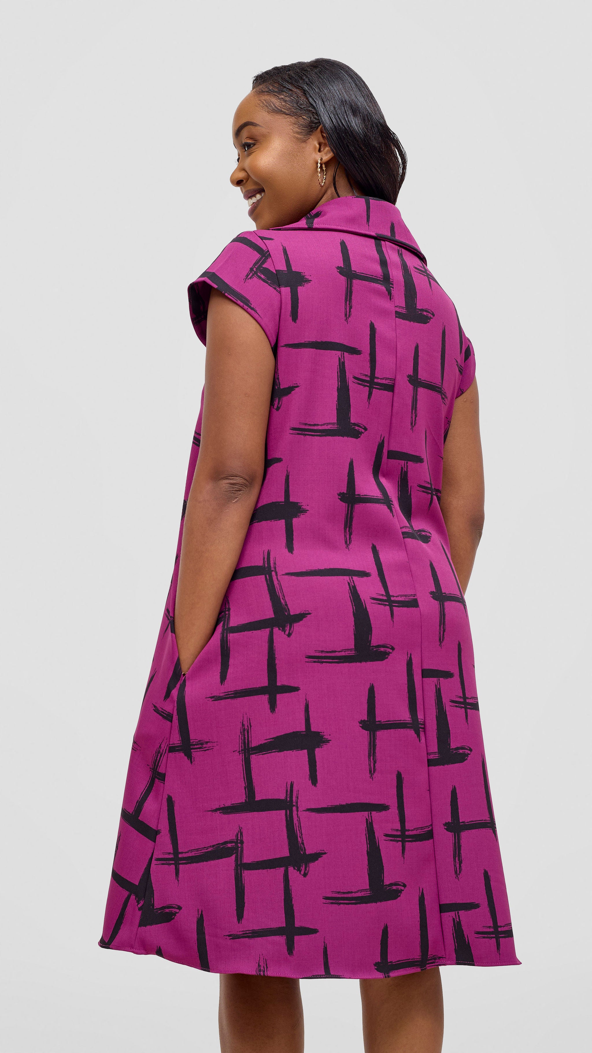 Vivo Mandla Tent Dress - Purple / Black Seka Print