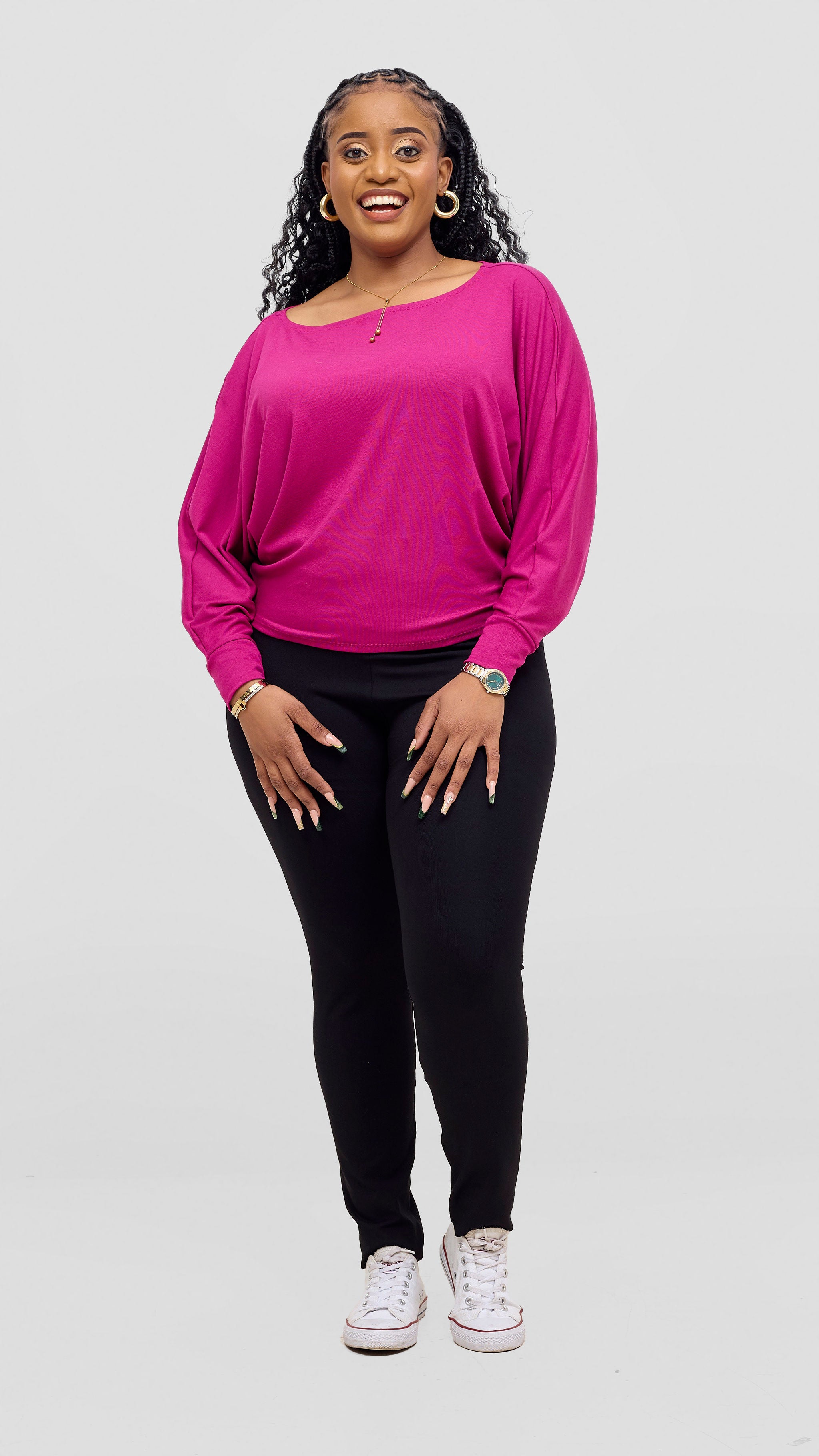 Vivo Bana Batwing Top - Fuschia