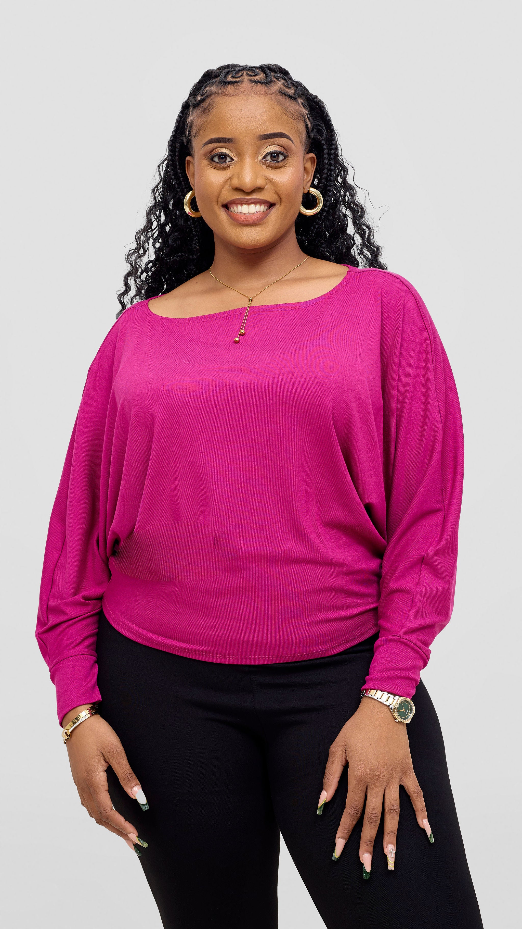 Vivo Bana Batwing Top - Fuschia